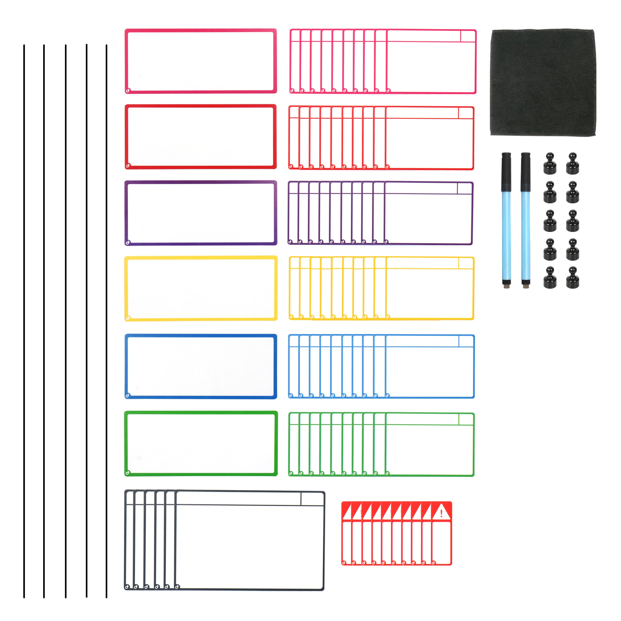 Djois Kit de Cartes magnétiques pour Tableau Blanc – Gestion de Projet Agile, Kanban et Scrum (Tableau Agile, 6 colonnes, Cartes M)