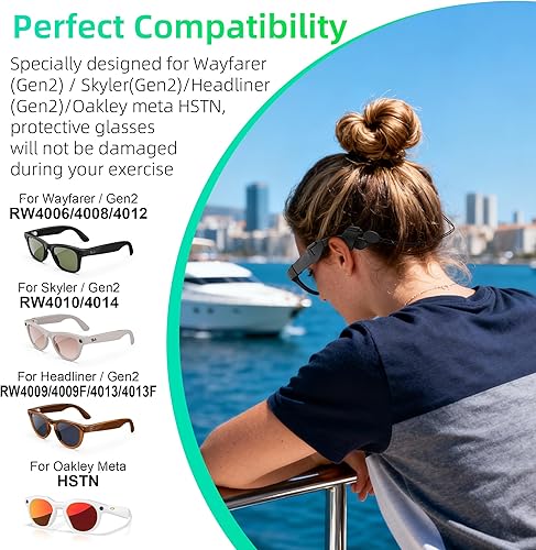 Miniatura 2 de Funda de silicona impermeable y correa ajustable para lentes compatibles con Ray-Ban Meta WayfarerSkylerHeadliner, accesorios para mejorar la