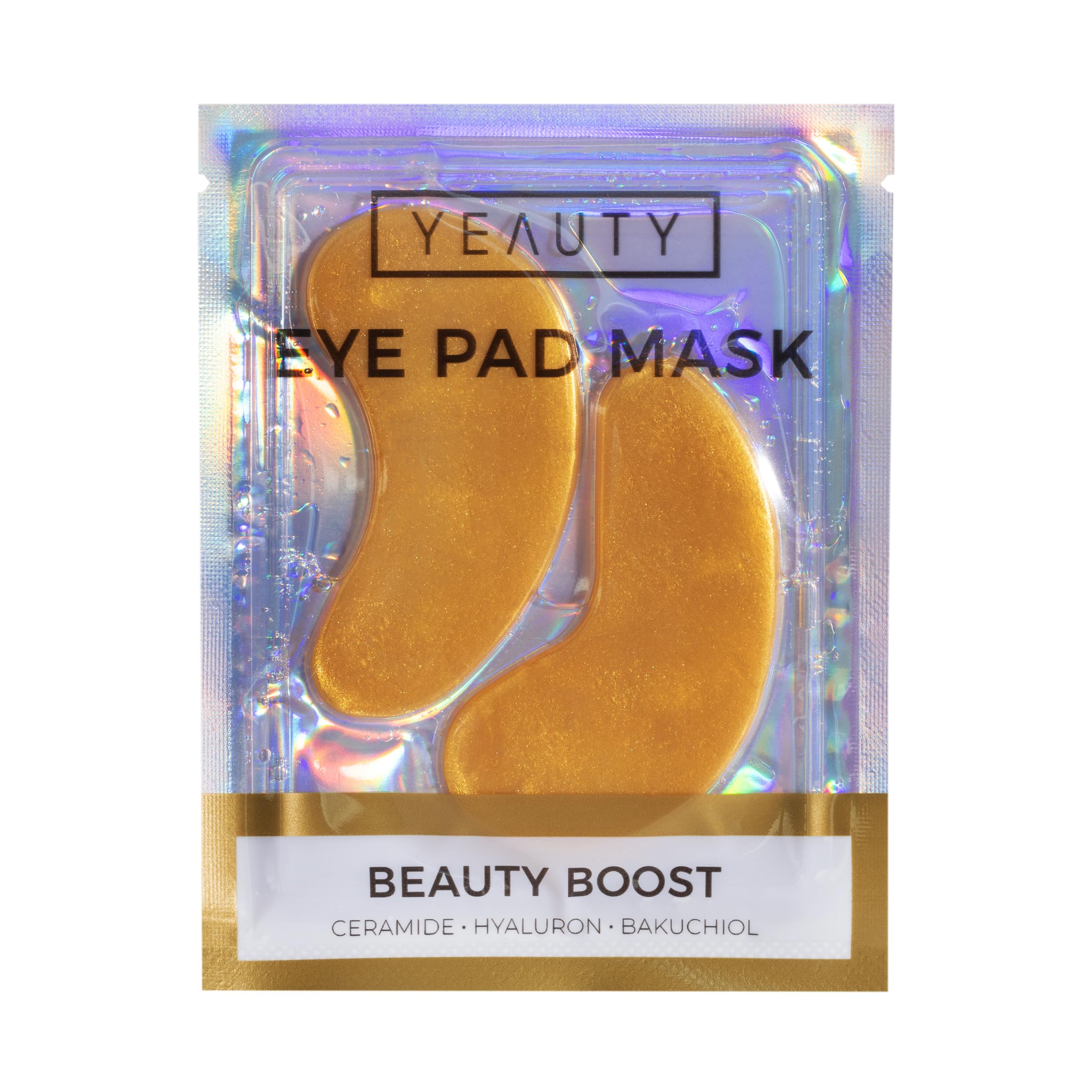 YEAUTY Beauty Boost Eye Pad Mask, super miękkie płatki pod oczy z luksusowym serum przeciw starzeniu się skóry z ceramidu, kwasu hialuronowego i bakuchiolu redukują cienie pod oczami i wygładzają