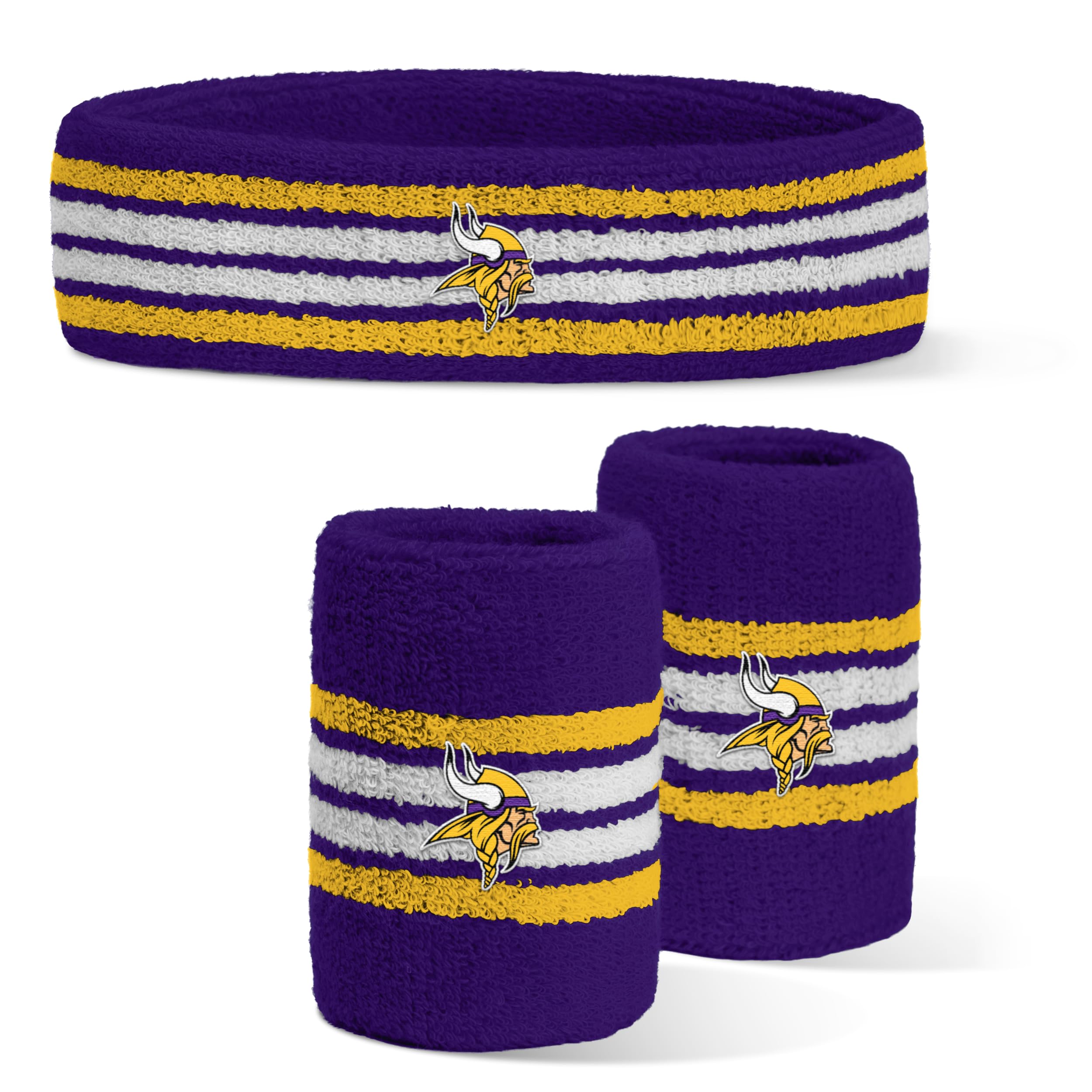 For Bare Feet NFL Officially Licensed Team Logo Headband &amp; Wristband Combo Pack Team Color OSFM