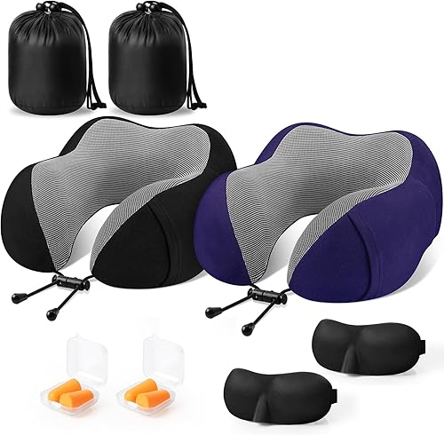 Miniatura 10 de CloudBliss Almohada de viaje de espuma viscoelástica de alta calidad, almohada cervical cómoda y de apoyo, almohadas cervicales para viajar, Negro