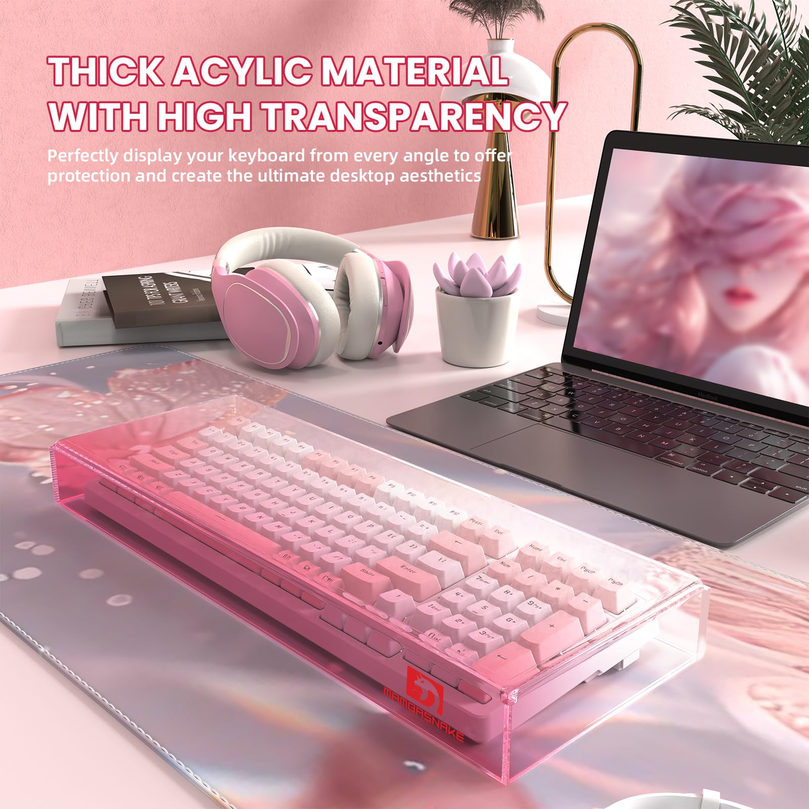 ZIYOU LANG KC04 - Cover per tastiera in acrilico trasparente (43 x 16,5 x 4,5 cm), con custodia protettiva antipolvere impermeabile, anti-urto, anti-gatto, per tastiera meccanica da gioco compatta a