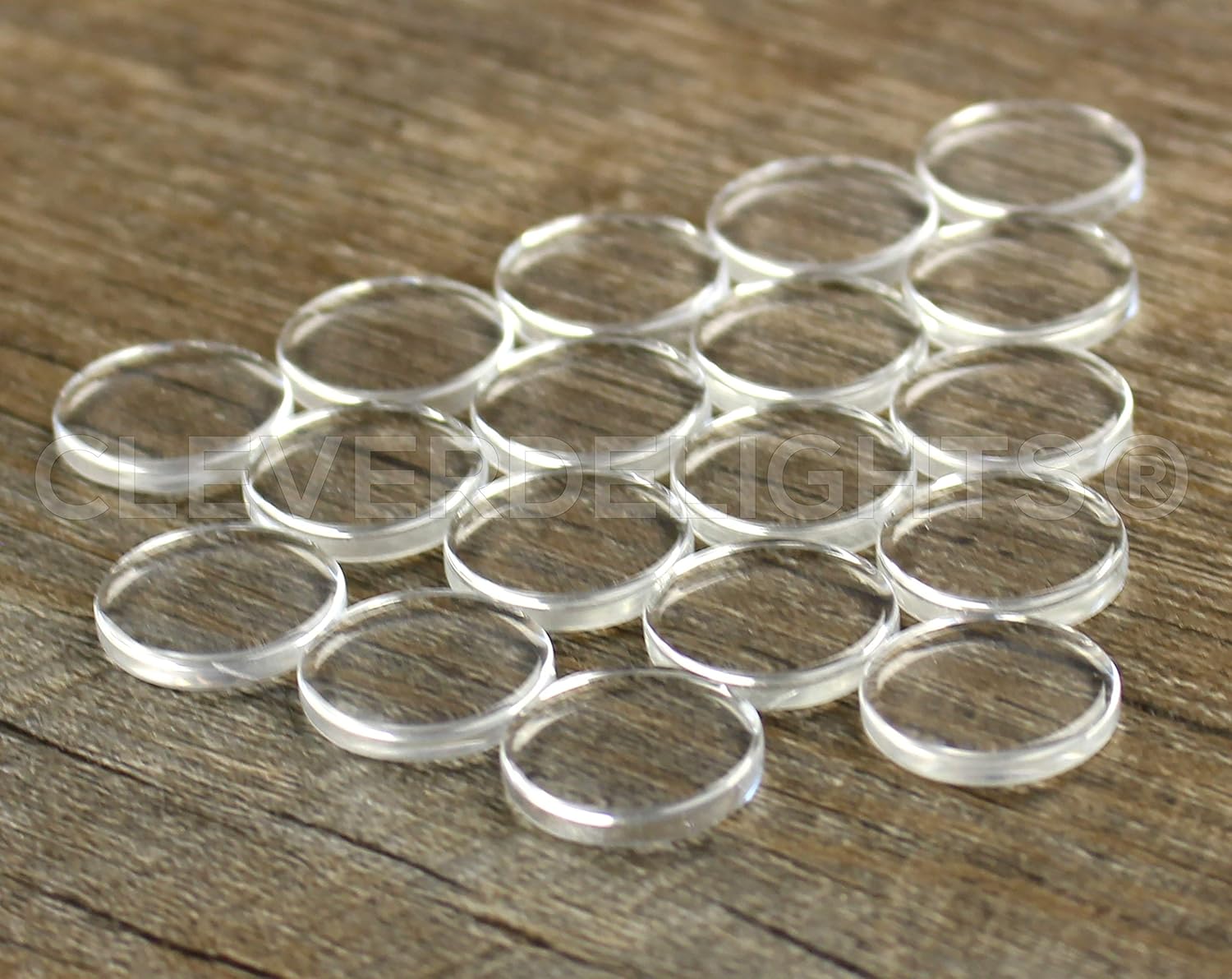 CleverDelights 4" Round Glass Tiles - 5 Pack - Clear Flat 4 Inch Circle Tiles