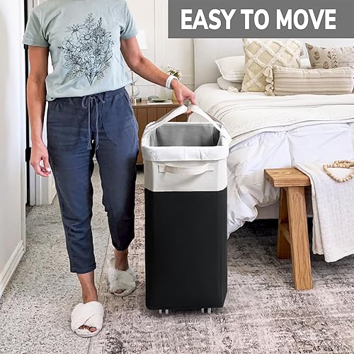 Miniatura 22 de Goodpick Laundry Baskets with Wheels and Handle, 2-Pack 75L Collapsible Laundry Baskets, Clothes Laundry Basket with Removable Wash Bags for Corner