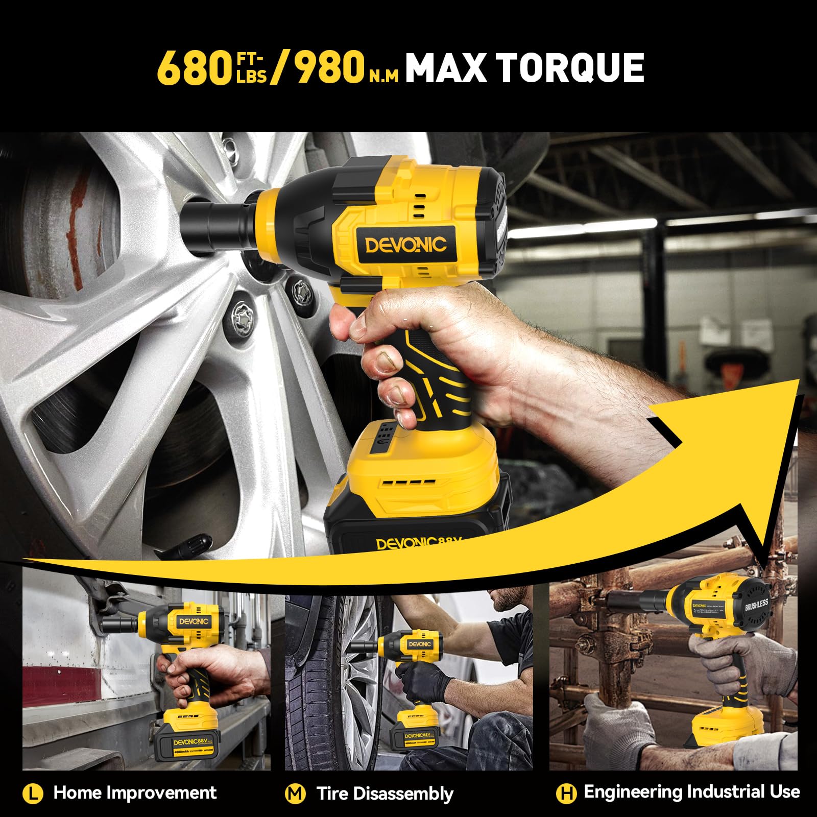 XGOLD DEVONIC Cordless Impact Wrench,750Ft-lb(980N.m) Brushless