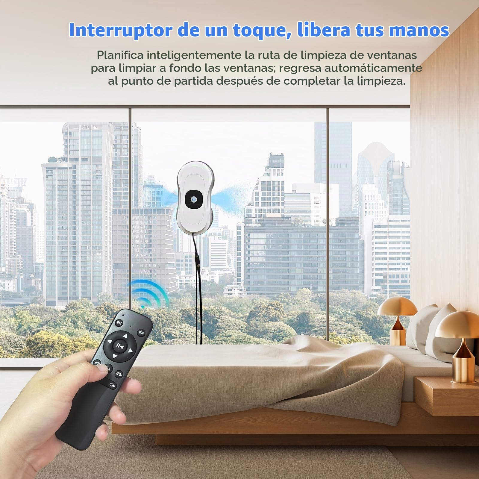 Robot Limpiacristales 2800Pa Limpiacristales Electrico Limpia Cristales Electrico Robot Limpiador de Ventanas con Control Remoto, 10 Piezas de Tela Adecuado para Superficies Verticales Lisas