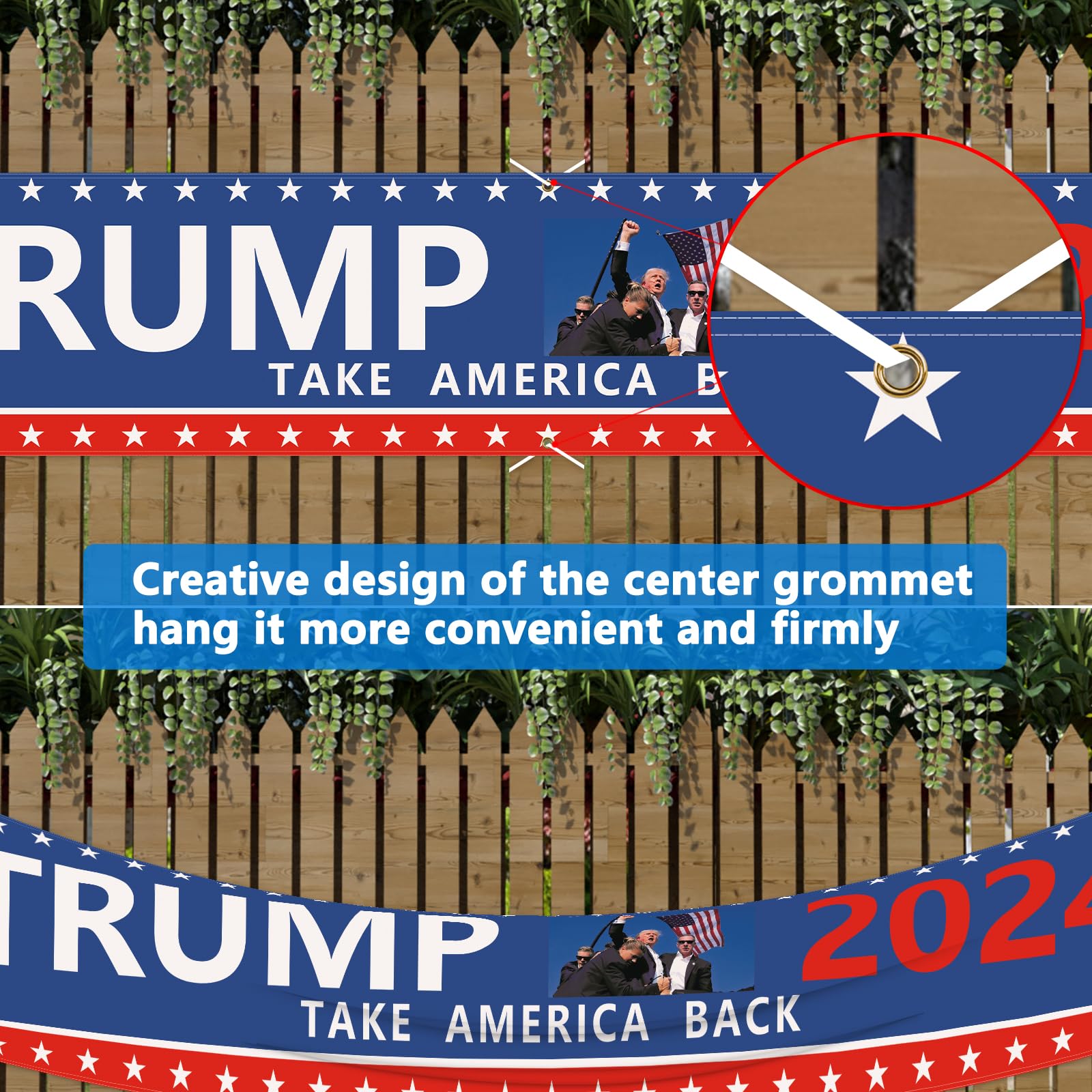 Bandiera Trump 2024 3'x5' &ndash; Take America Back &ndash; Poliestere Premium Blu