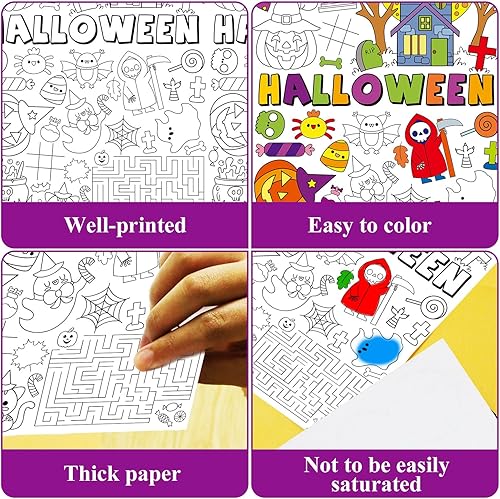 Miniatura 4 de Mantel gigante de papel para colorear de Halloween para niños, bruja, fantasma, calabaza, actividad, gran color, póster, mantel para niños, niñas,