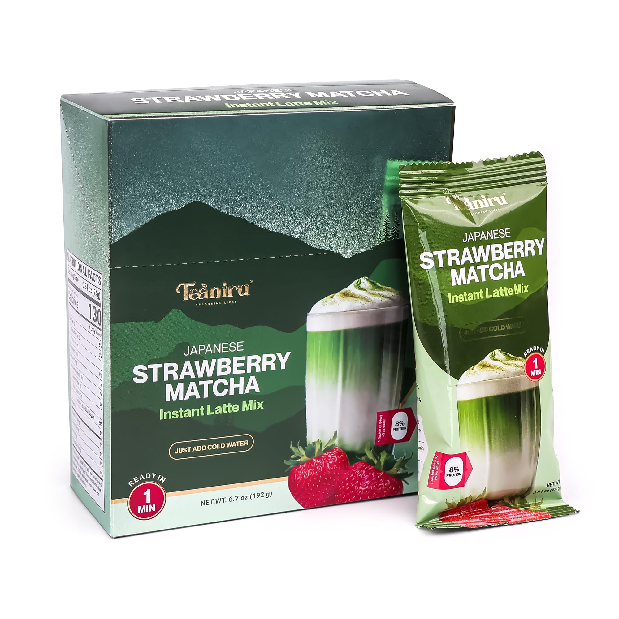 Teaniru, Japanese Strawberry Matcha - Instant Latte in Sachets | Protein - Powered Delight | Japanese Matcha & Strawberry for Energy & Focus | Rich in Antioxidants & L-Theanine | 8 Sachets x 24g (B0D6W69NHG) Amazon Price History, Amazon Price Tracker