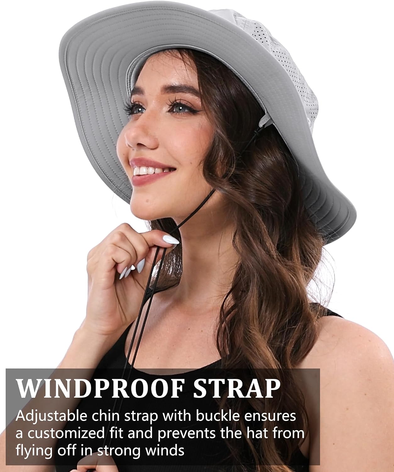 GADIEMKENSD UPF 50+ Bucket Hat, Breathable & Quick-Dry, Windproof Strap, Unisex for Outdoor Activities