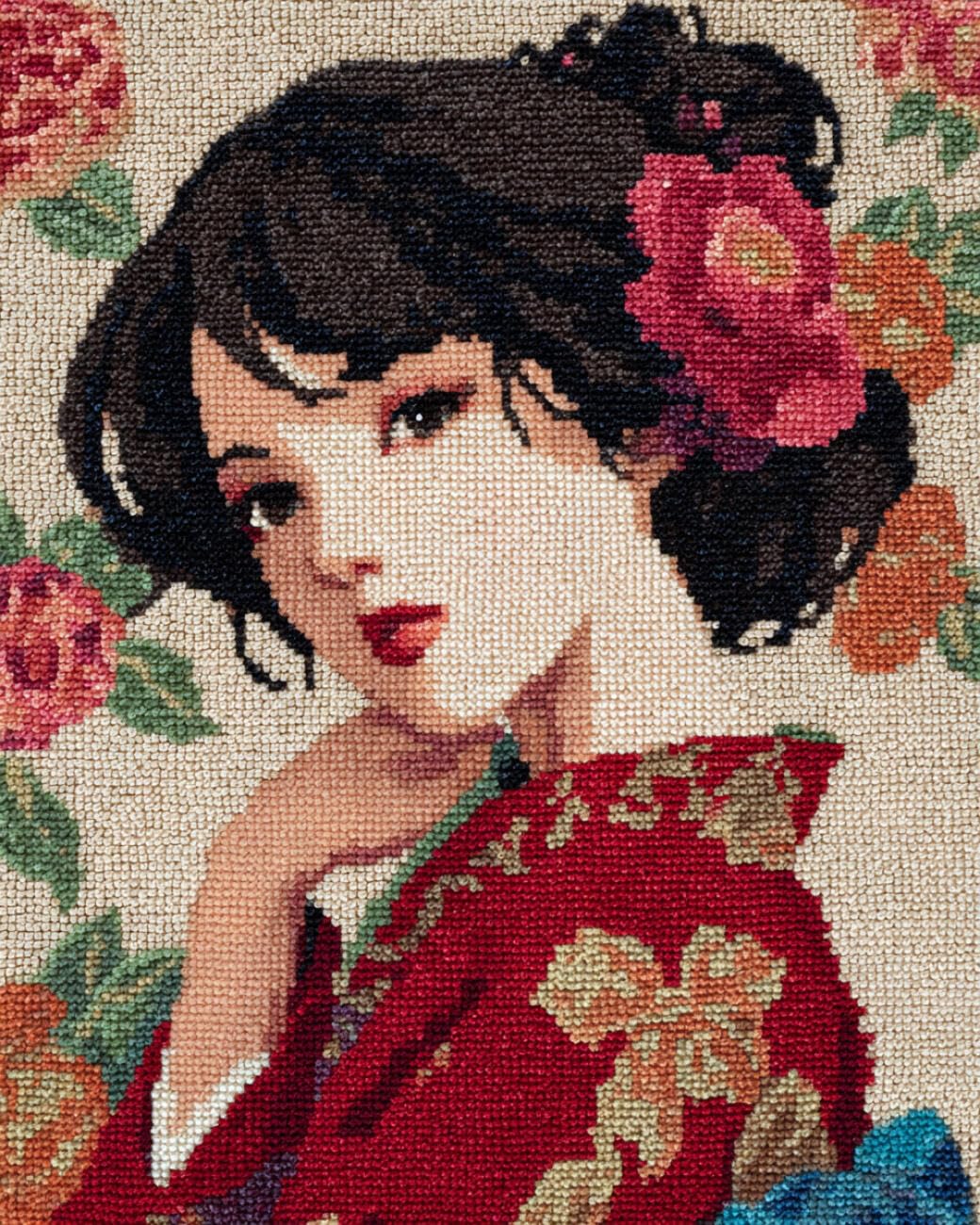 Henypt DIY Latch Hook Rug Kit Kimono Girl 52x38cm