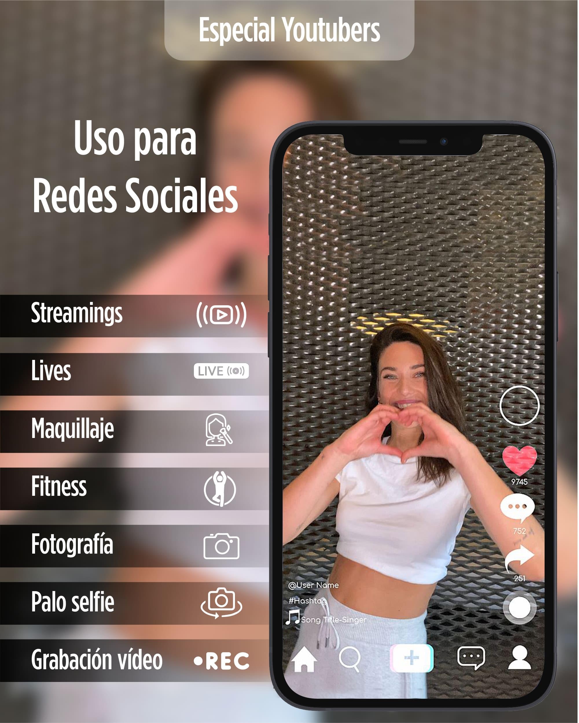 KSIX - Treppiede da tavolo regolabile, 15 colori ed effetti, anello di luce a LED per cellulare, 3 temperature di luce e 10 intensità di luminosità, per Tik Tok, fotografia, selfie