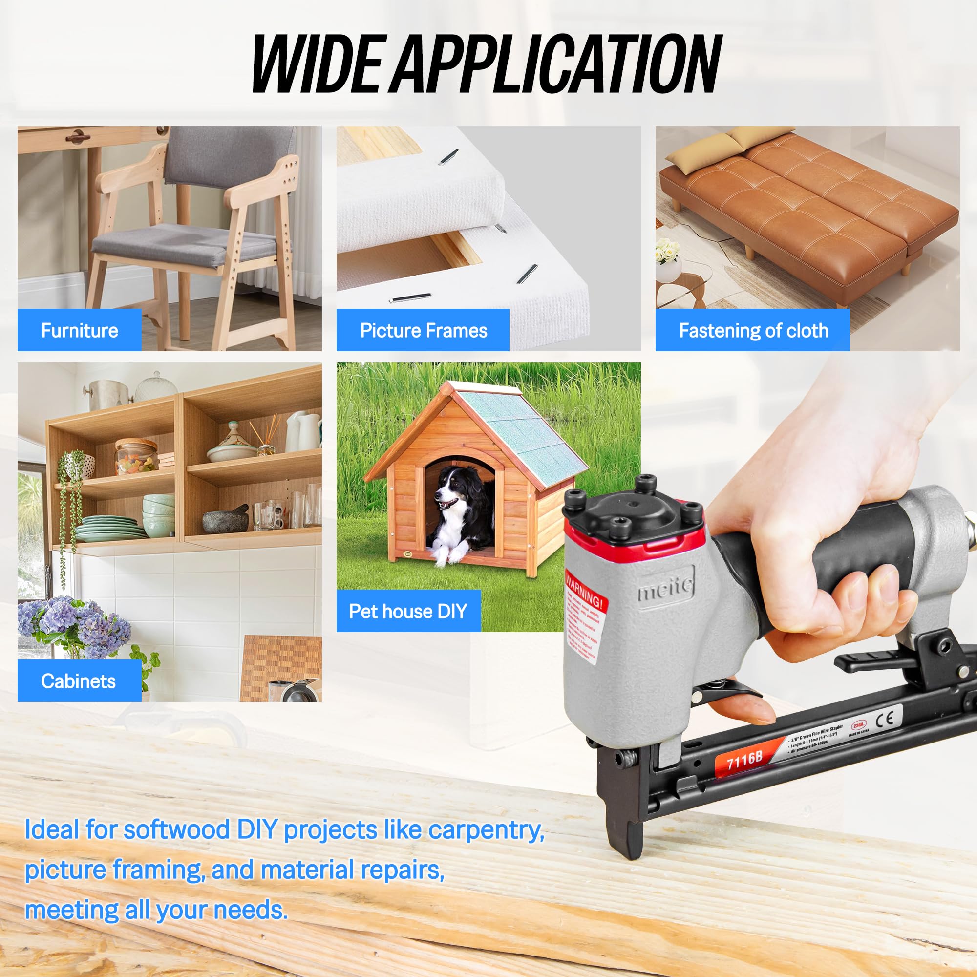 meite 7116B Pneumatic Upholstery Stapler - Buy Now -3