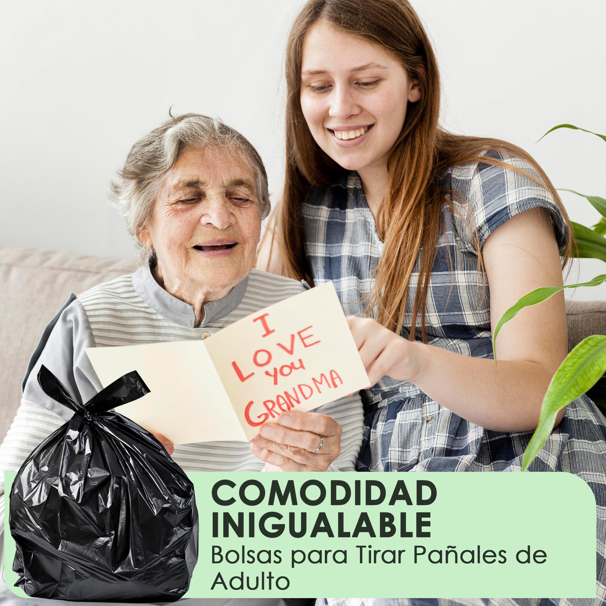 Paquete de 100 Bolsas Pañales Adulto - Bolsas Grandes Negras para Contenedor Pañales de Adulto, Resistentes, Desechables y Sin Fragancia - 15% Más Gruesas - Bolsas para Tirar Pañales