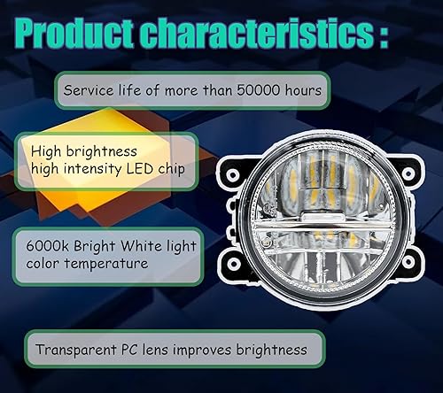 Miniatura 2 de Par LH+RH LED antiniebla Parachoques Bombillas LED Lente transparente con tornillos para Ford Explorer 2011-2015 para Subaru Impreza 2012-2018 (para