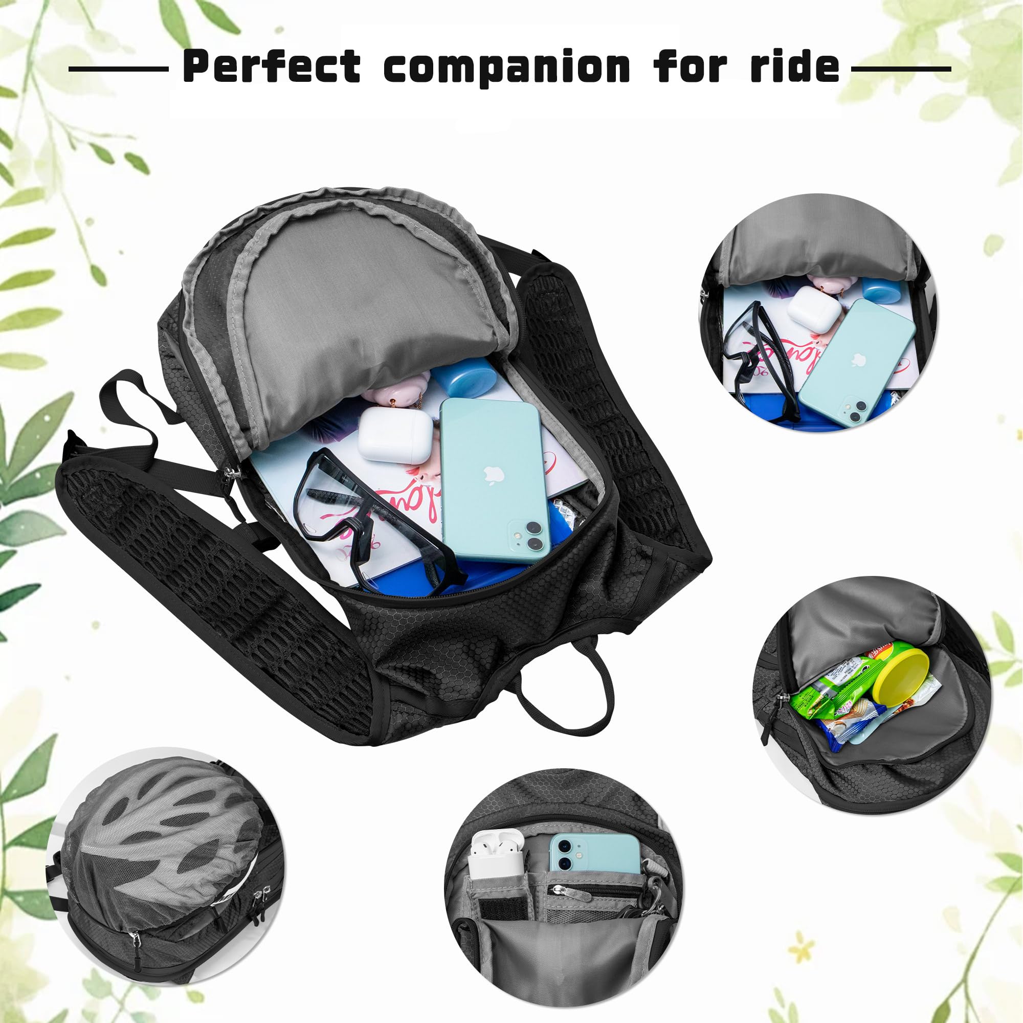 Sac à Dos De Cyclisme En Nylon - Noir Et Vert - 20x15x45cm - Pour Voyage, VTT, Décontracté - Neuf