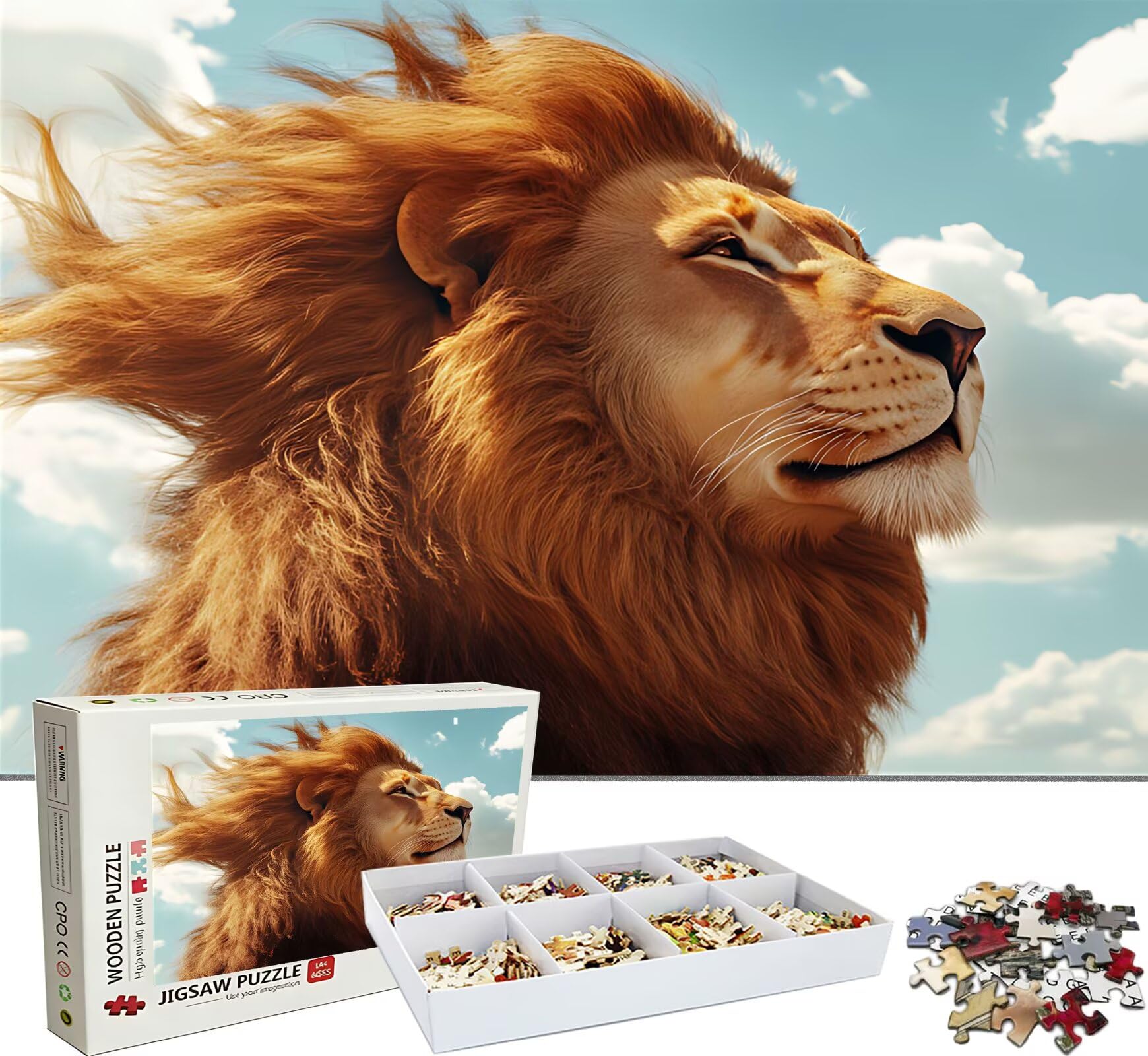 Puzzle 5000 Teile, Holzpuzzle Erwachsene Löwe Tier Impossible Klassische Jigsaw Puzzles 156.5 x 105.5 cm, Familien Spiel, Puzzle Stressabbau Denkspiel, Puzzle-Liebhaber w0-822