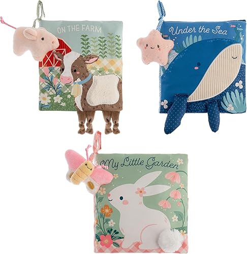 Miniatura 3 de Stephen Joseph, Libro de tela suave, libro de actividades suaves para bebés, 6 páginas rellenas sensoriales, juguetes sensoriales para bebés y niños