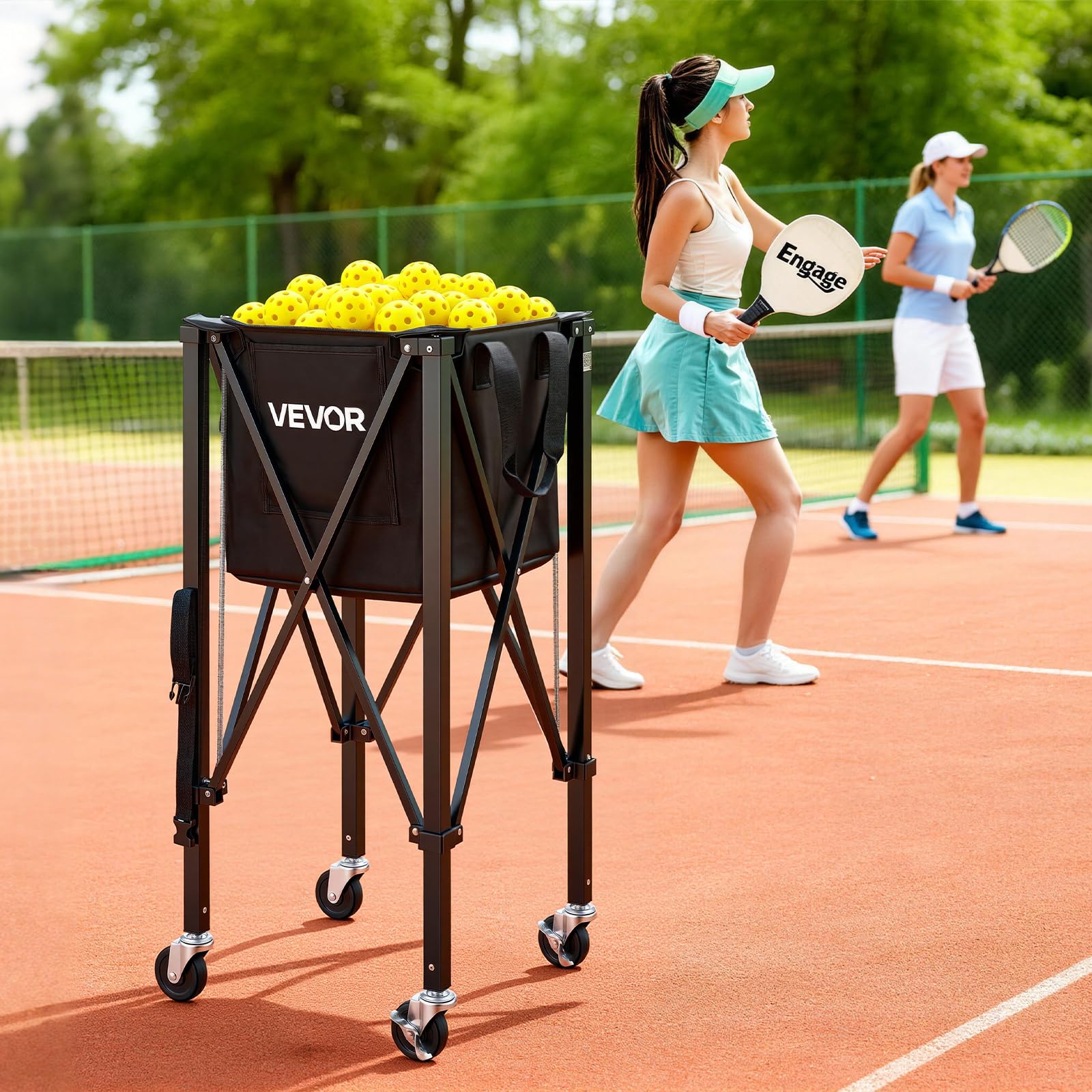 VEVOR Tramoggia per Pickleball da Tennis, Contiene 200/175/150/120 Palline, 3 in 1, Pieghevole per Una Facile Installazione, Borsa per Allenamento e insegnamento del Tennis