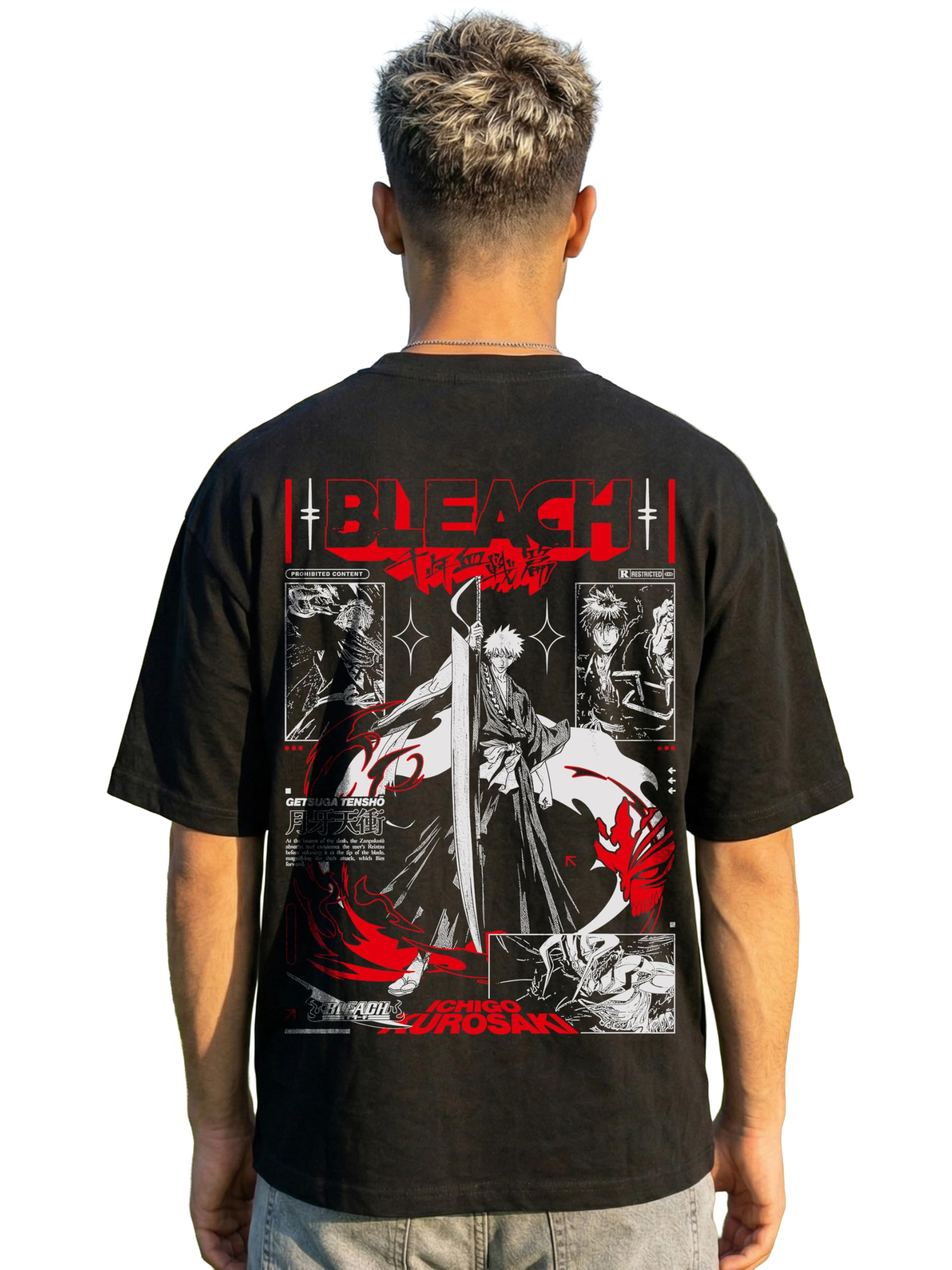 Buy swiftrux Mens Bleach Oversized Anime French Terry Cotton Half