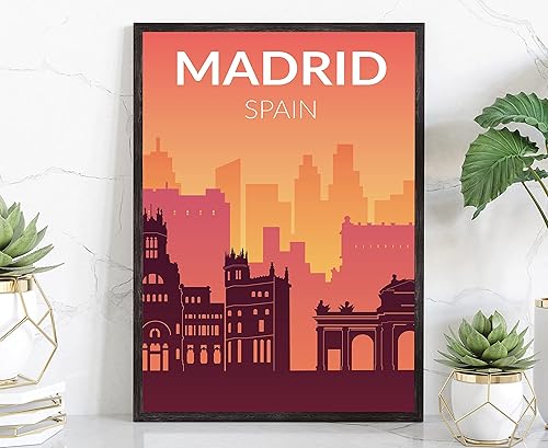 Póster de ciudad del mundo de color sólido, impresión moderna de España Madrid, póster moderno de Madrid, decoración de pared de oficina, regalo