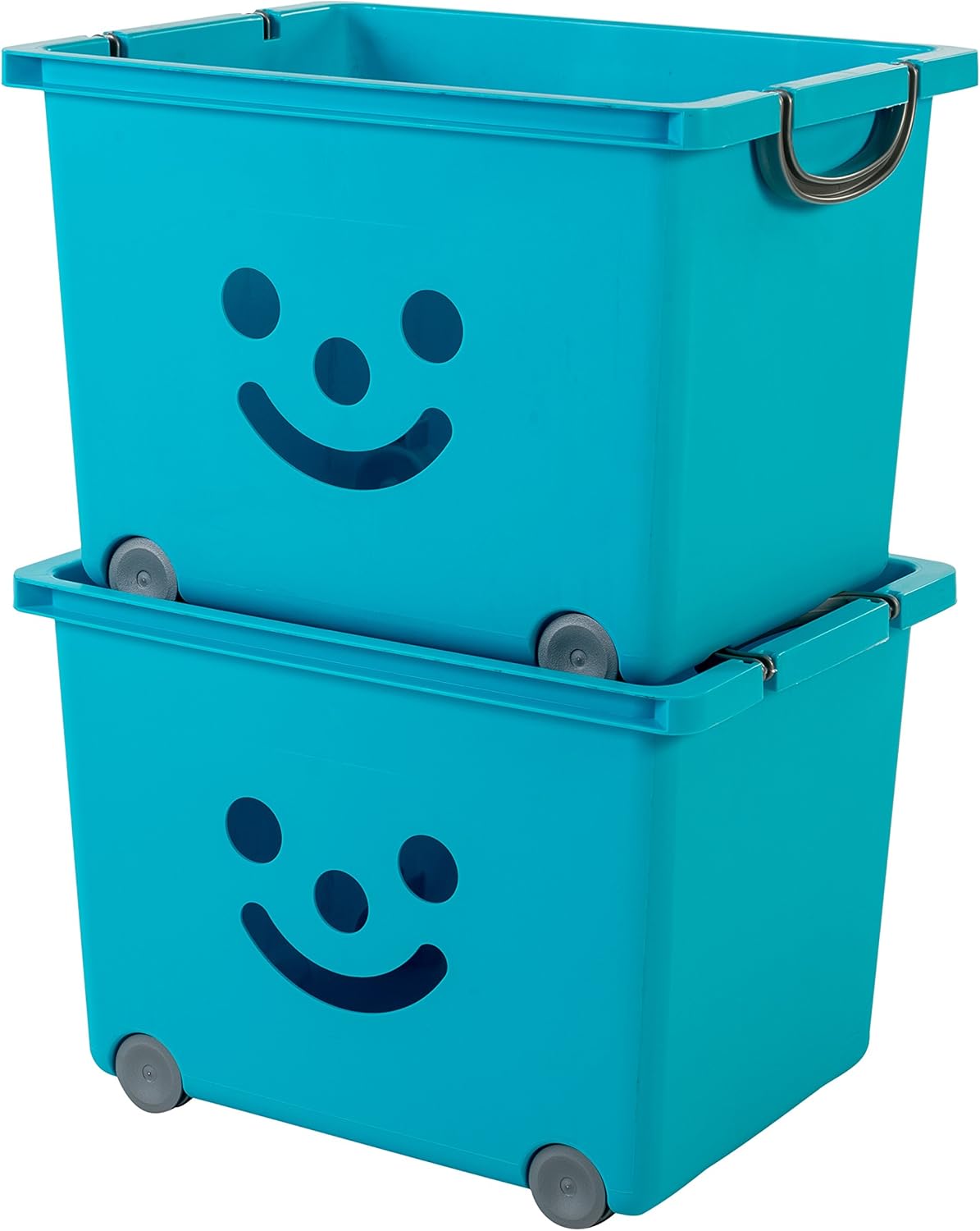 Iris Ohyama, Set of 2 Children's Plastic Storage Boxes on Wheels, KCB