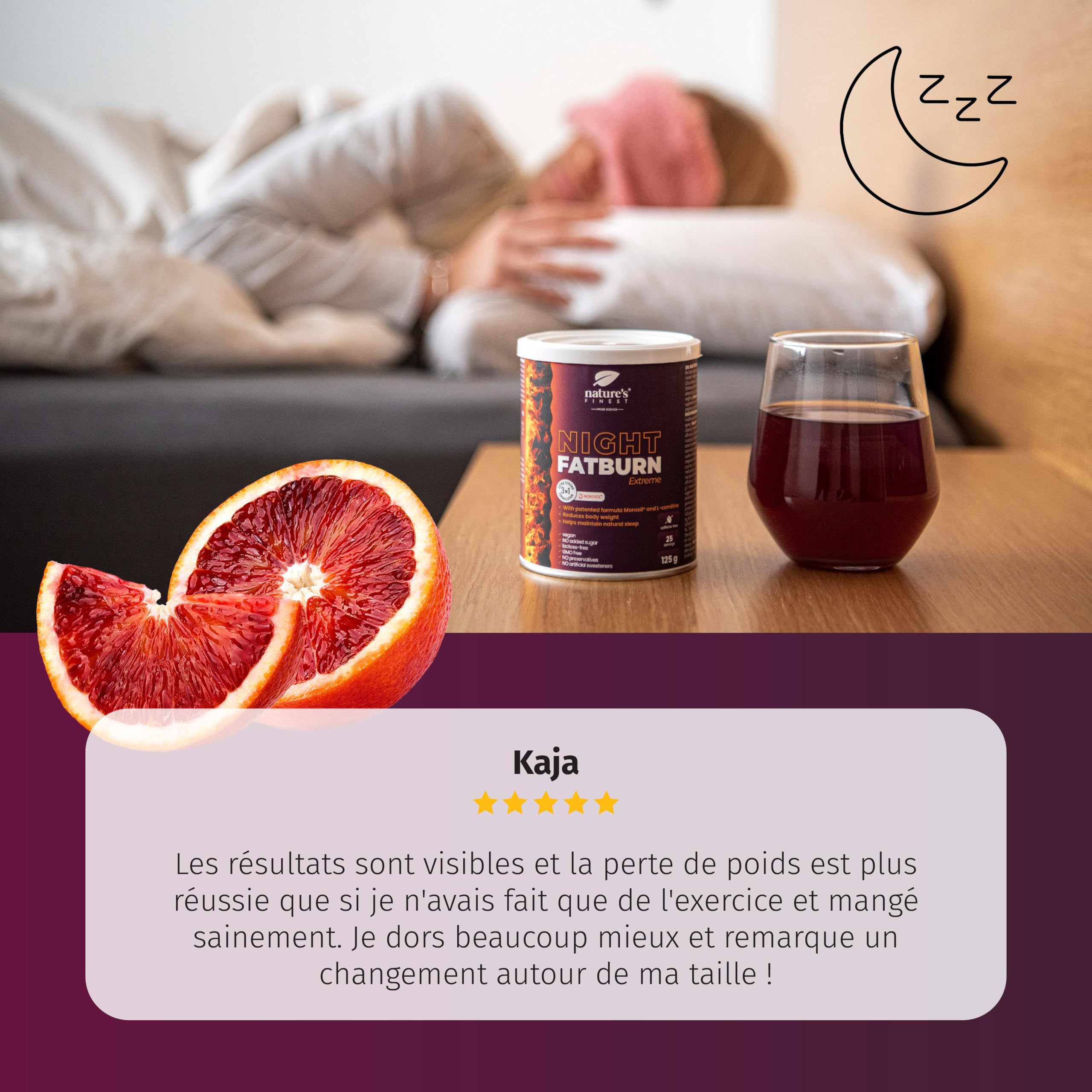 Nutrisslim Night Fatburn Brûleur De Graisse Extrême 125 g Morosil 400 Mg Perte De Poids L-Carnitine Extrait De Vin Rouge Valériane Sommeil