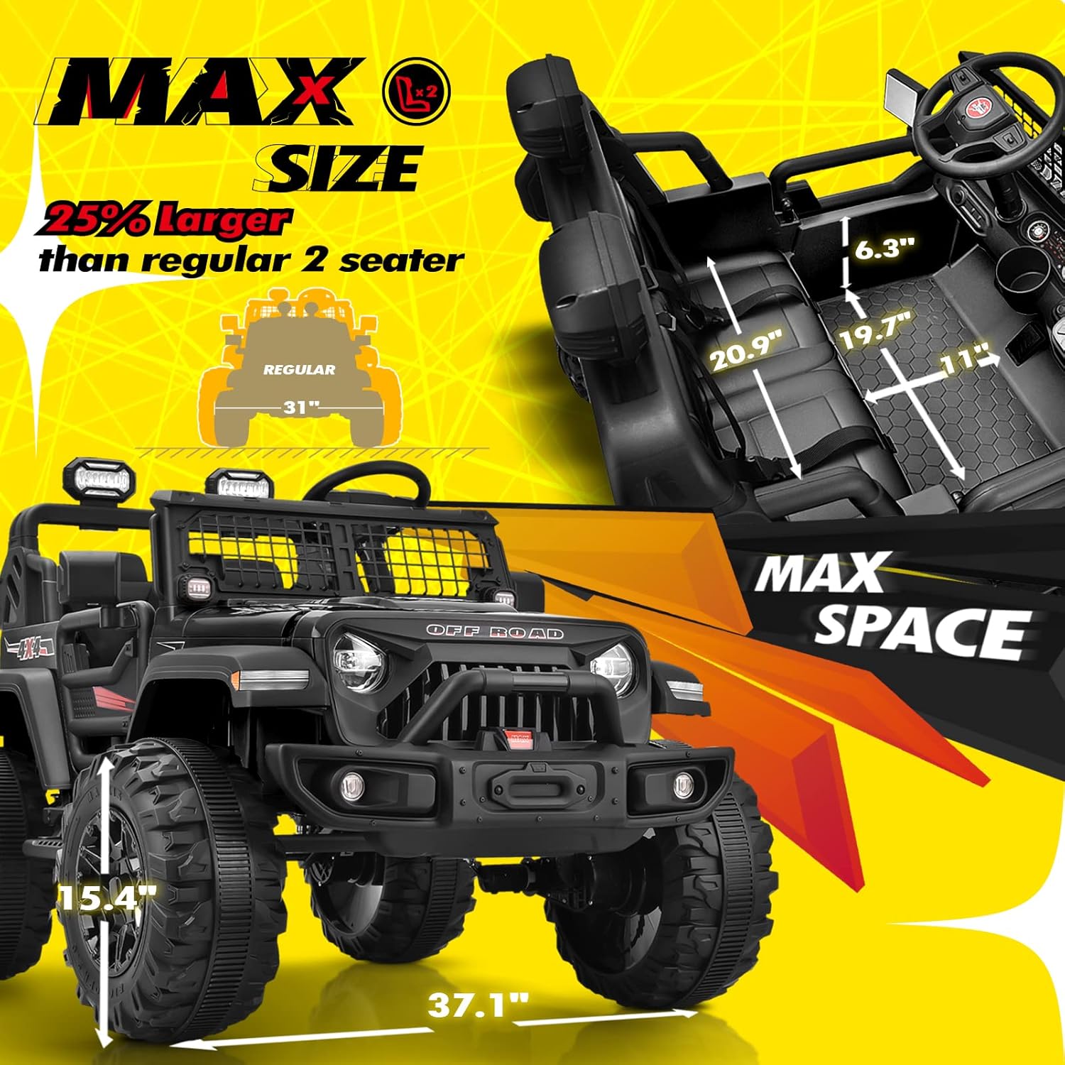 Buy Blitzshark 24V MAX Rideon Truck 2 Seater 4WD Kids Electric Vehicle