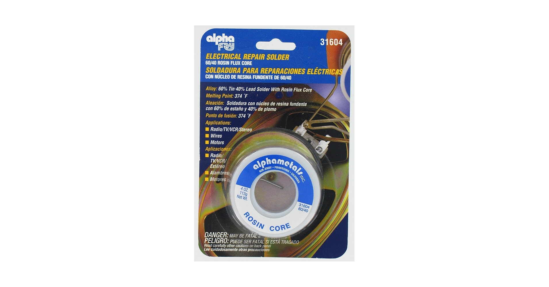 Alpha Fry AT-31604 60-40 Rosin Core Solder (4 Ounces