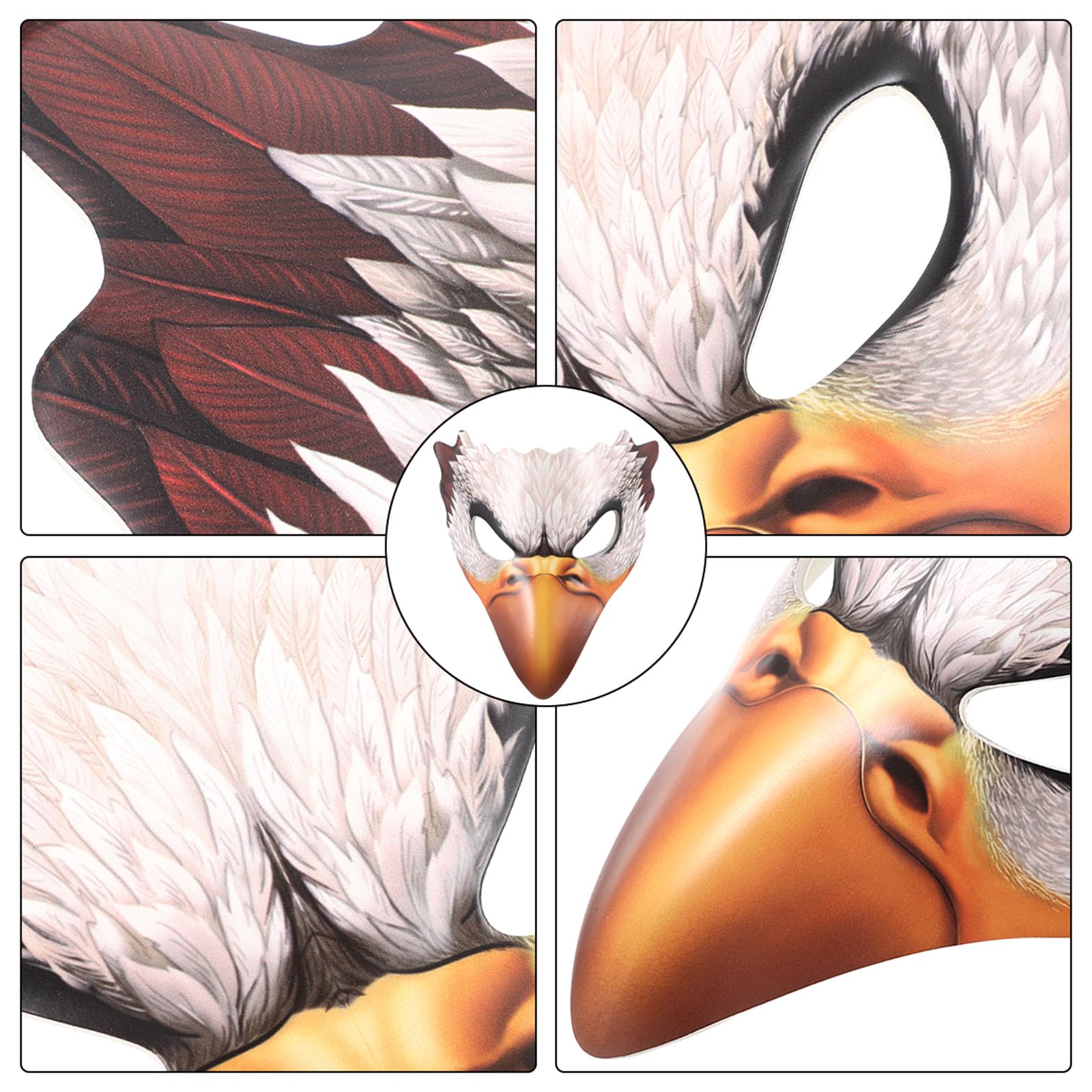 VICASKY Eagle Mask Masks For Adults Bald Eagles Cosplay White Head 3d Animal Half Face Masquerade Party Costume for Women And Men Creative Halloween Lifelike Simulation Prop Supply - Image 3