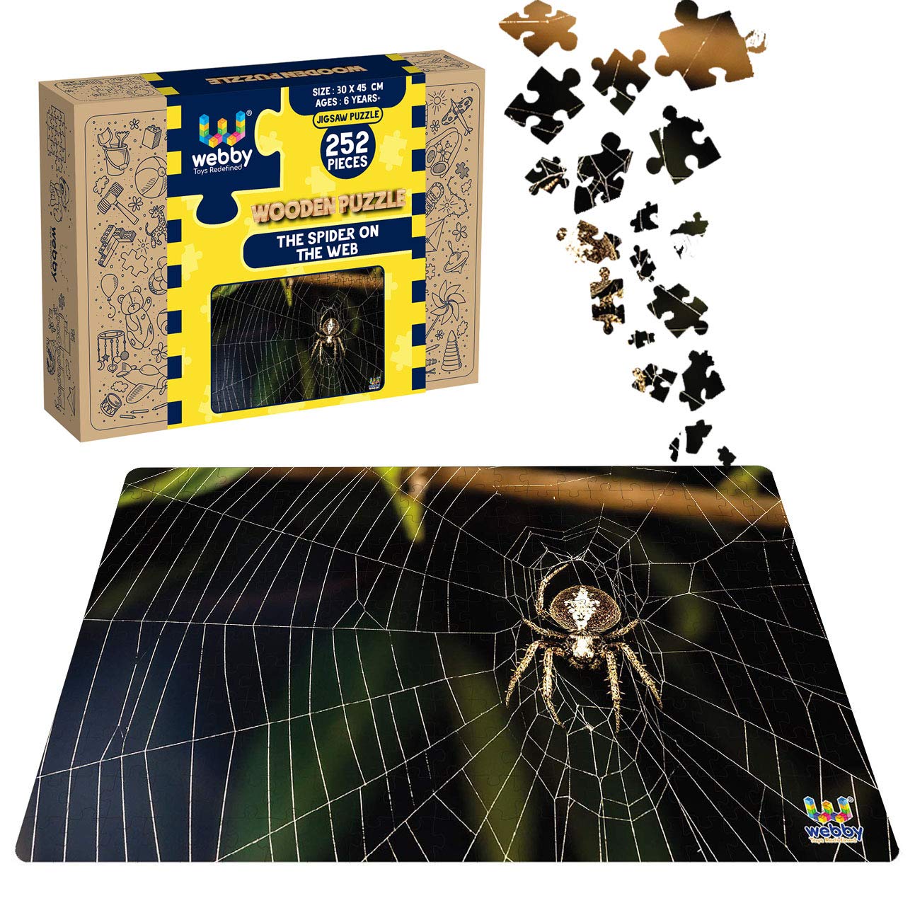 Webby The Spider On The Web Wooden Jigsaw Puzzle, 252 Pieces - Kids
