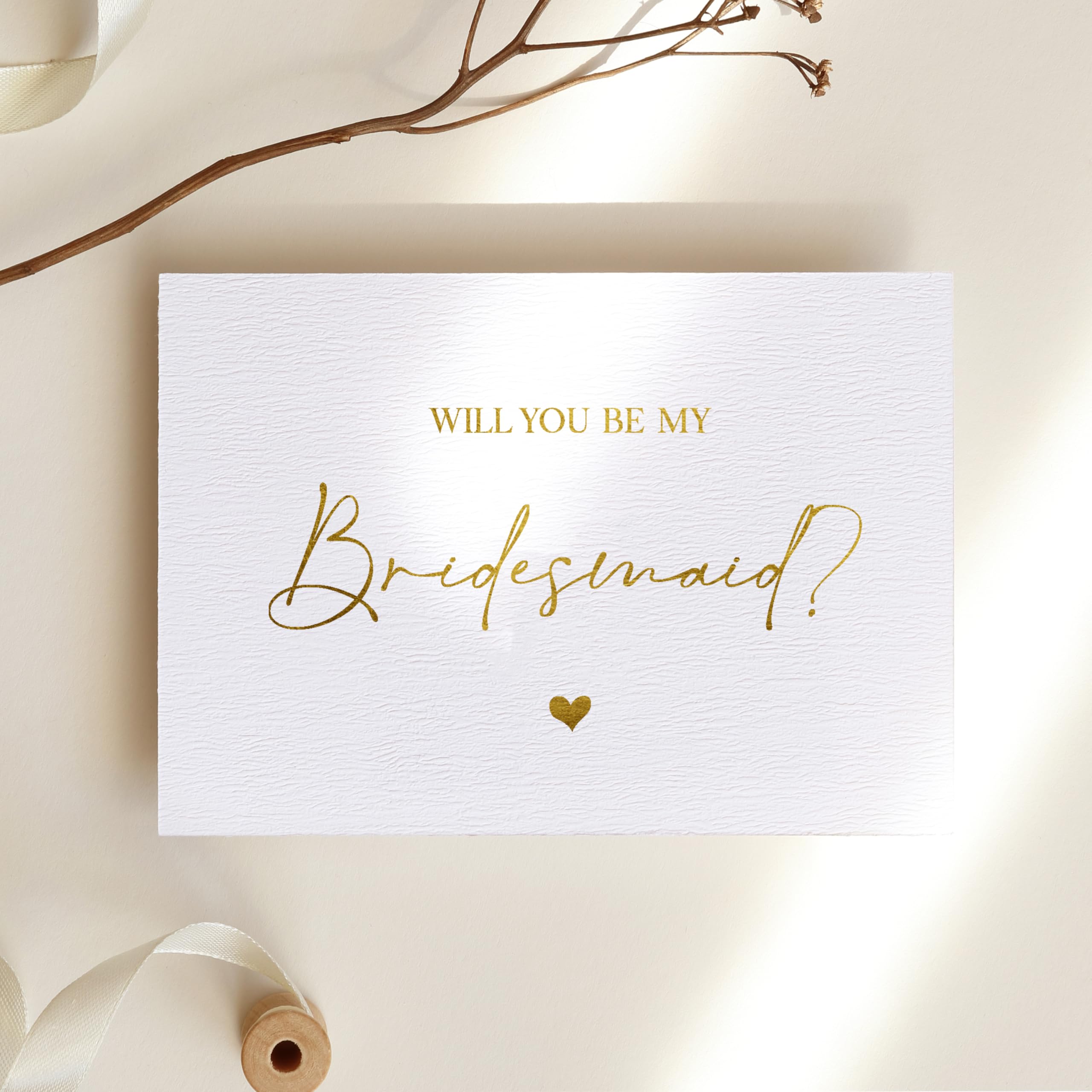 Pink Positive Will You Be My Bridesmaid Card with Envelope Set of 4 Cards -A6 White Card with Gold Foil, Bridesmaid Proposal - Image 4
