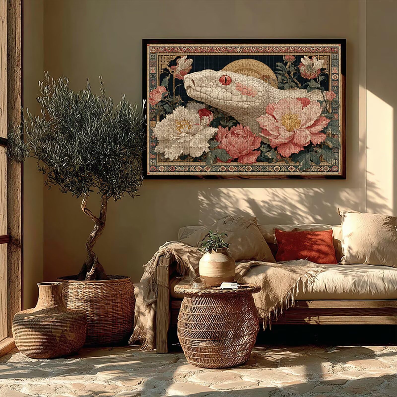 Puzzle Arte con Scatola Serpente, Flower Puzzle Legno 4000 Pezzi Adulti 141x87cm, Attività di Intrattenimento ad Alta Difficoltà, DIY Classici Gioco, Jigsaw Per Tutta La Famiglia, Regalo, 2-5092