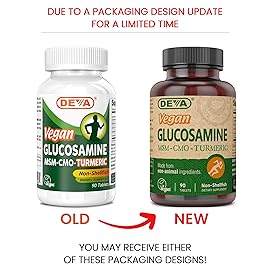 DEVA Vegan Glucosamine-MSM-CMO & Turmeric Supplement - Gluten Free Plant Based Nutritional Supplement - 90 Tablets (Pack of 2)