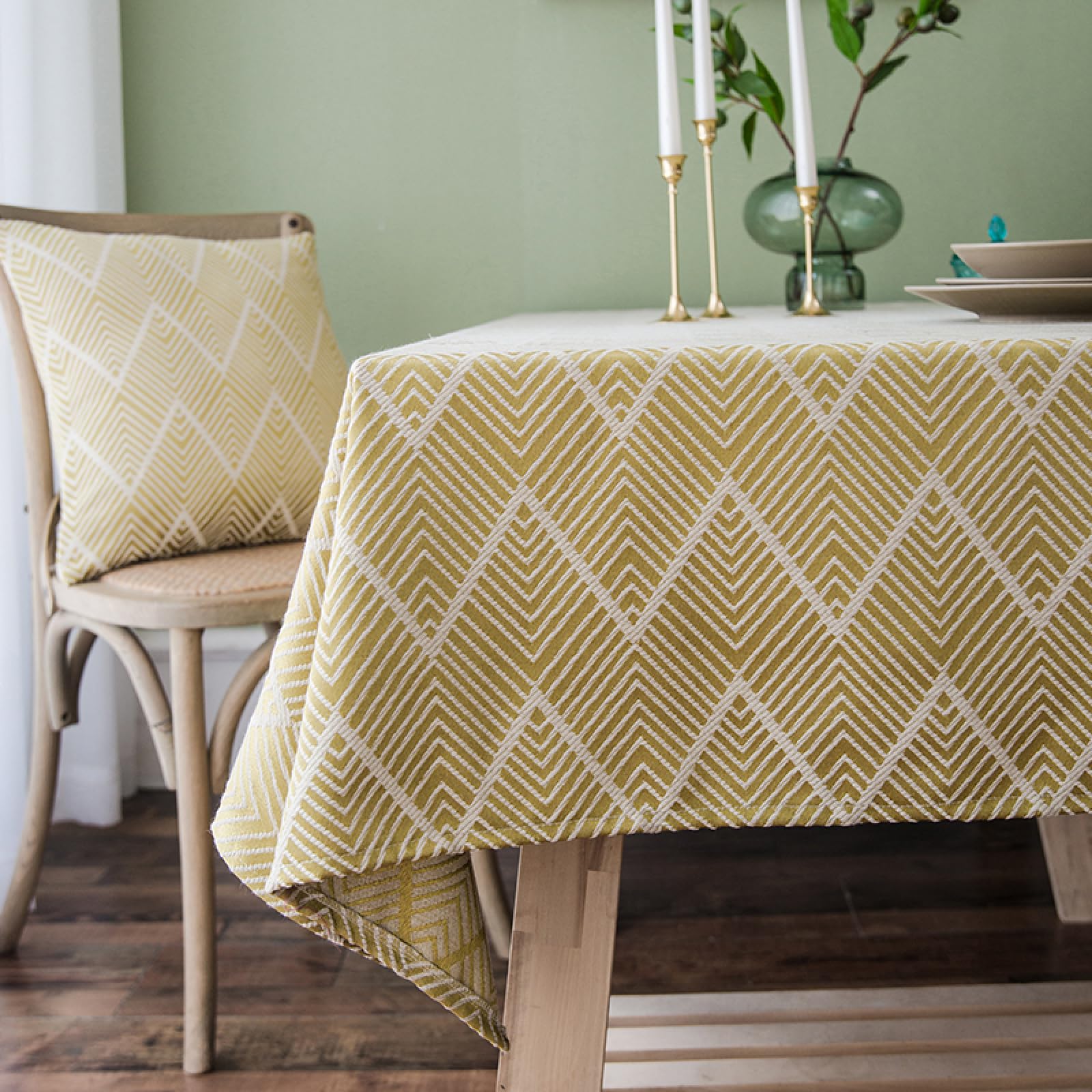 Tovaglia Da Tavolo Antifade Cotone Spesso Antimacchia con I Colori Chiari Non Sbiadisce Verde cm 130 × 200