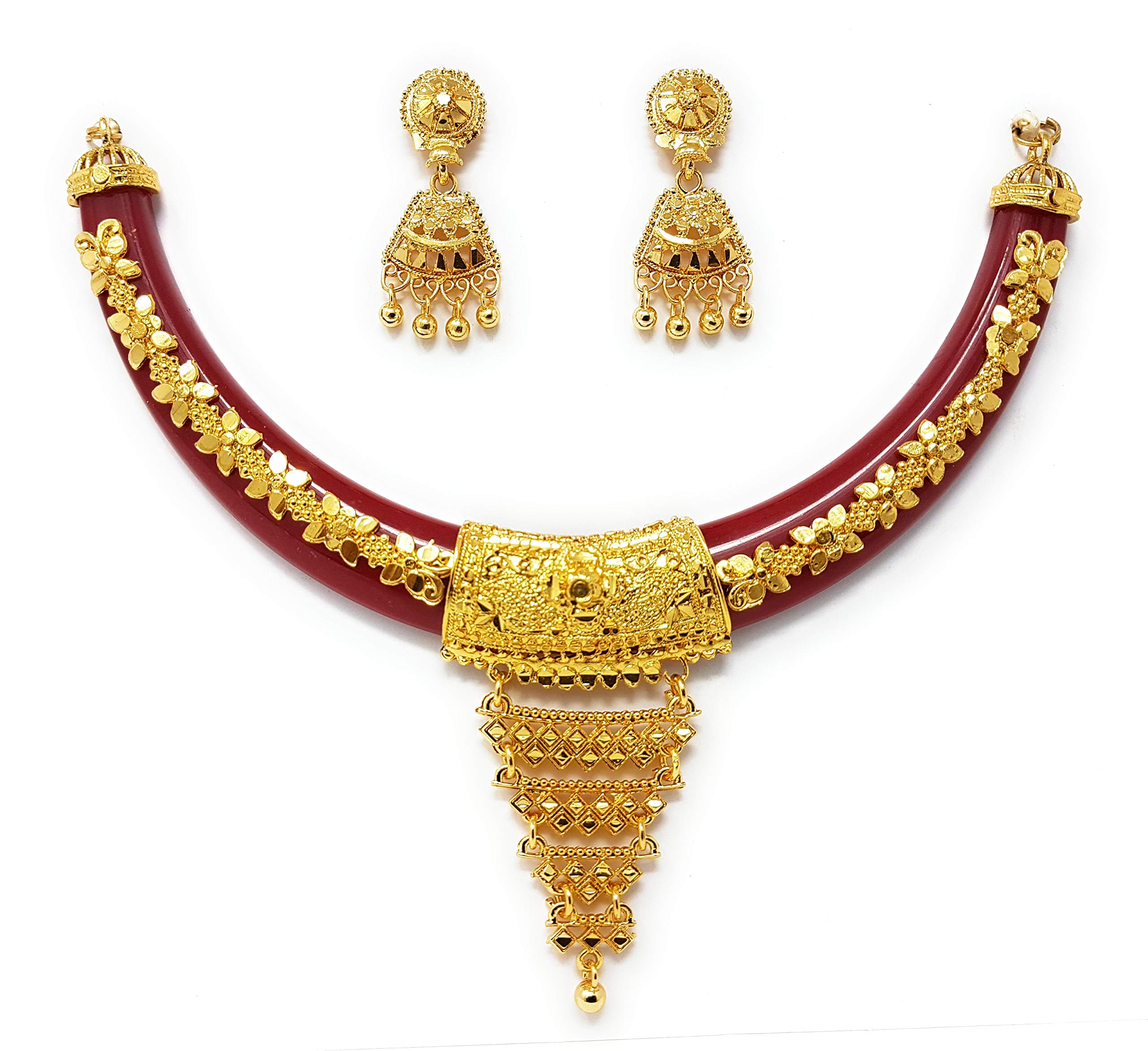 new jessoreswari jewellers Womens Fashion Necklace Jewellery Set (Red) (B091BGRCX6) Amazon Price History, Amazon Price Tracker