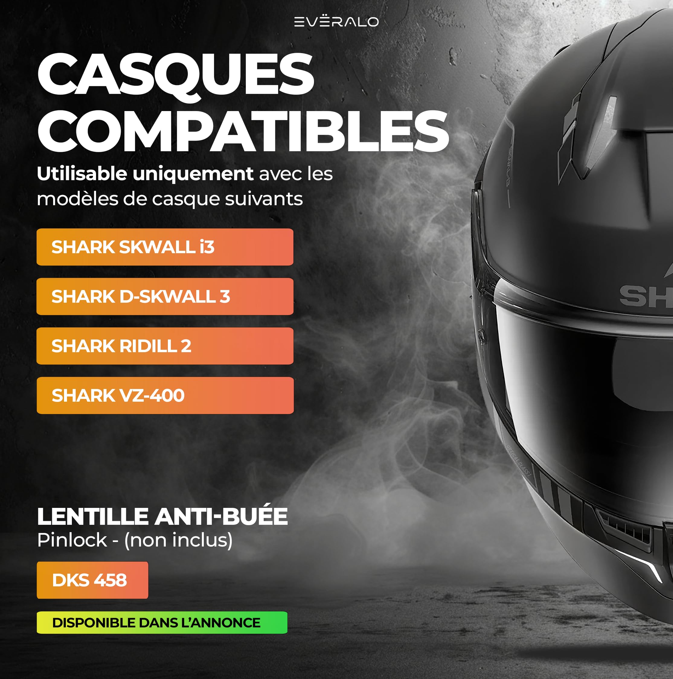 Visière Compatible avec Shark Skwall i3 - DSkwall 3 - Ridill 2 - Skwal Cup - VZ400 (Rouge Chrome') - 3