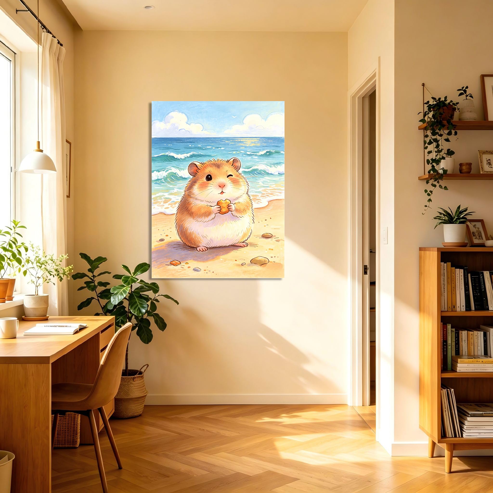 TNGHHSGA Cuentos de Aventuras de Zizi 3Cuadro Infantil de Hámster Adorable, Lienzo Decorativo para Habitación de Bebé, Niños y Sala de Juegos70x91cm Lienzo envuelto