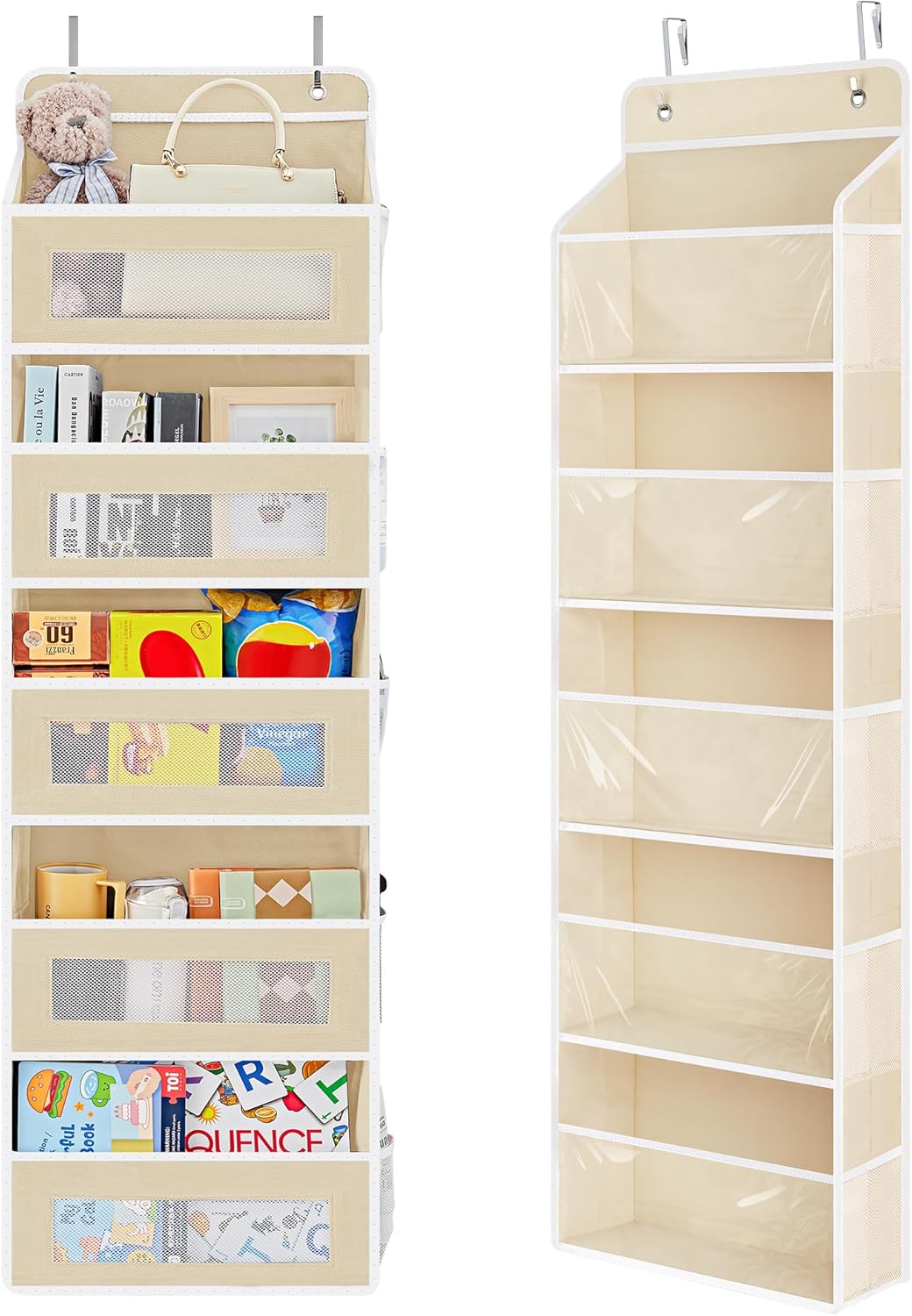 JARLINK 2 Styles Over The Door Organizer Storage with 5 Large Capacity Pockets and Over The Door Organizer W/Clear View Windows