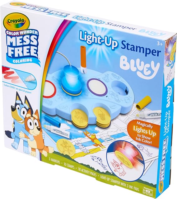 Crayola Magic Light Up Bluey Stamper Art Set, Mess Free Coloring & Stamping