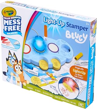 Crayola Magic Light Up Bluey Stamper Art Set, Mess Free Coloring & Stamping