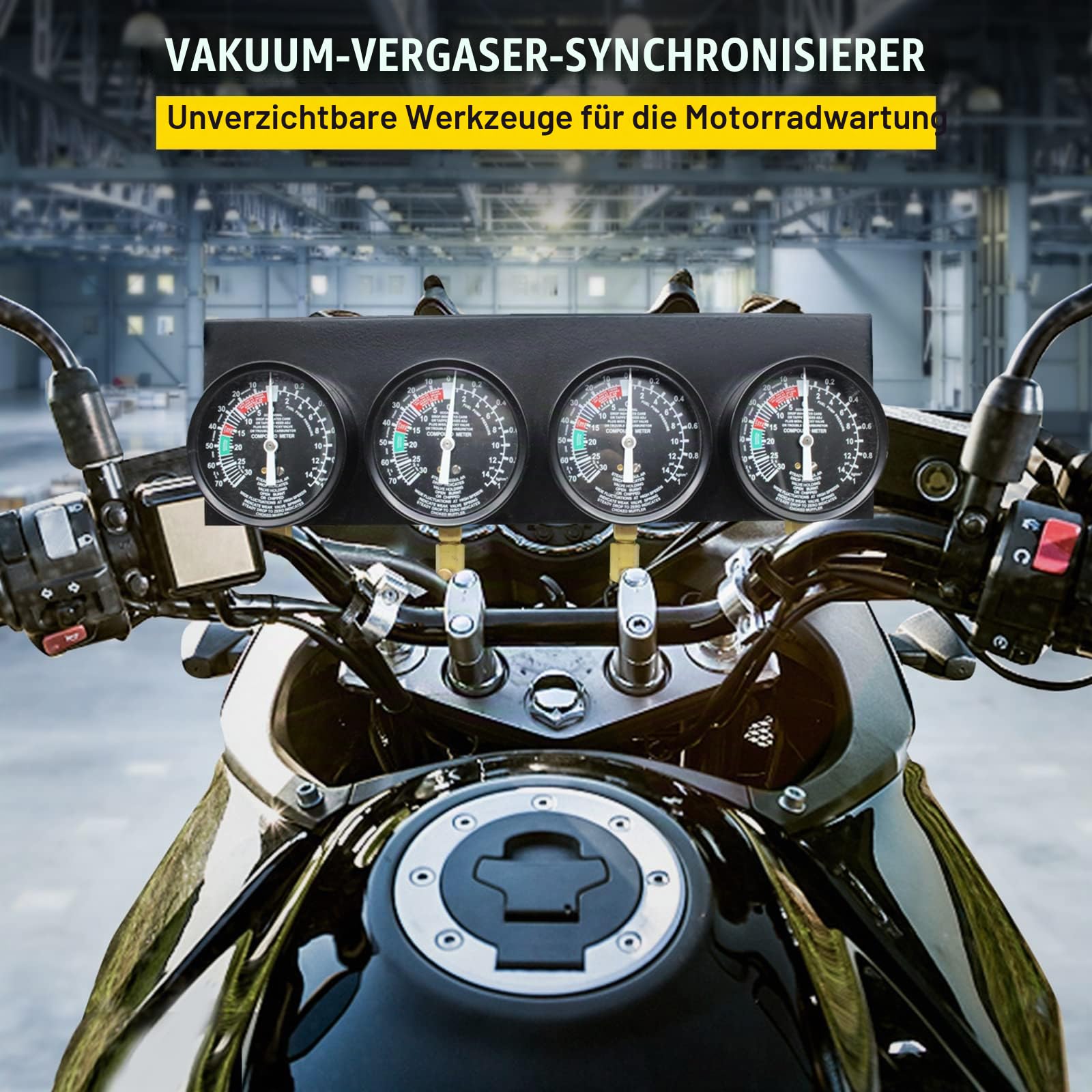 VEVOR Kraftstoff Vakuum Vergaser Synchronisieren Werkzeug Kit Synchronizer Sync Gauge Set mit Gummischlauch, A-100, Vakuum-Vergaser-Synchronisator-Set