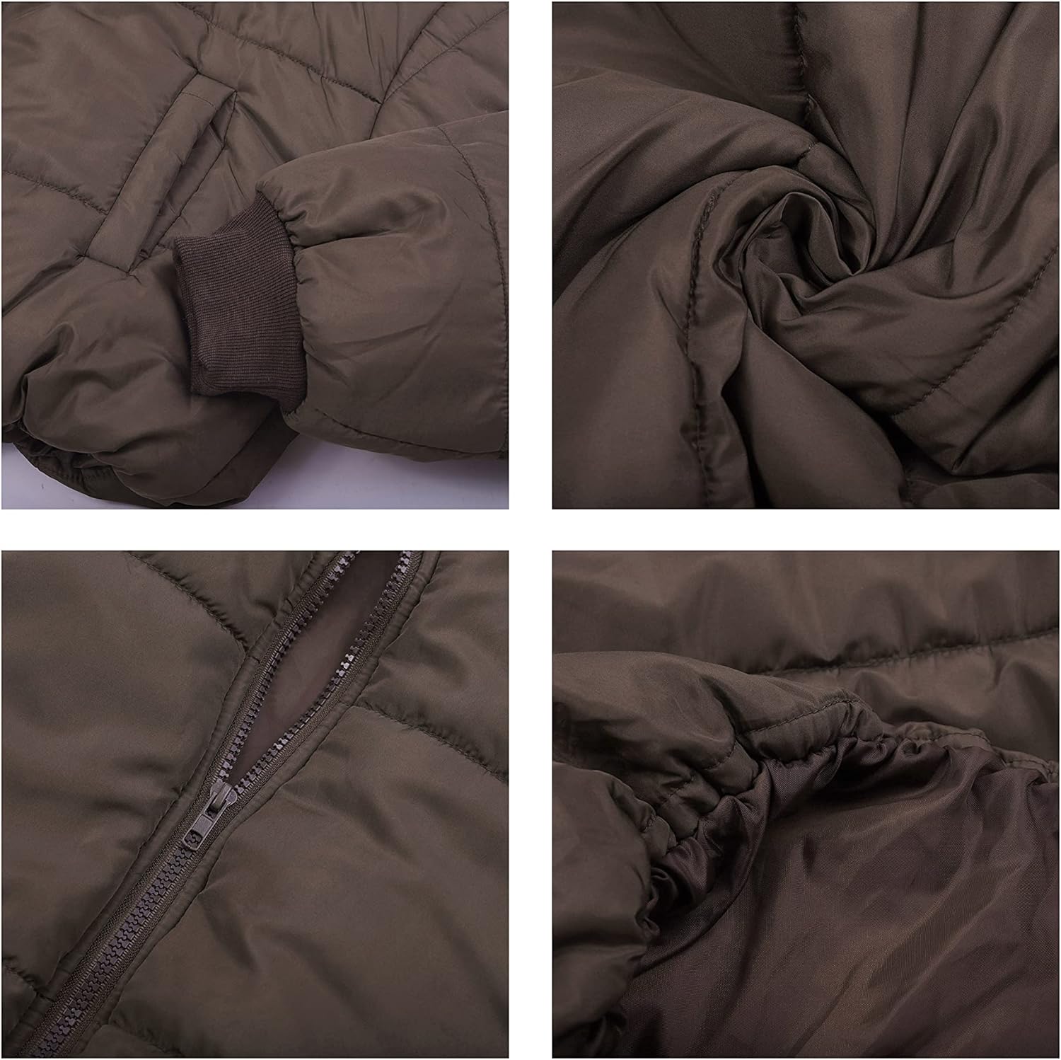 Lumister Womens Lightweight Quilted Jacket Long Sleeve Stand Collar Zipper Cropped Puffer Jacket Coat - Image 7