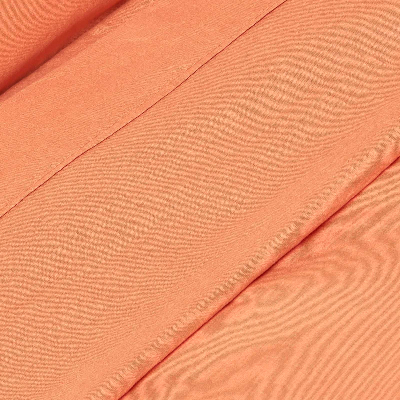 HOMESCAPES Leinen Betttuch ohne Gummizug orange 230x255 cm, Halbleinen Bettlaken aus 60% Leinen und 40% Baumwolle