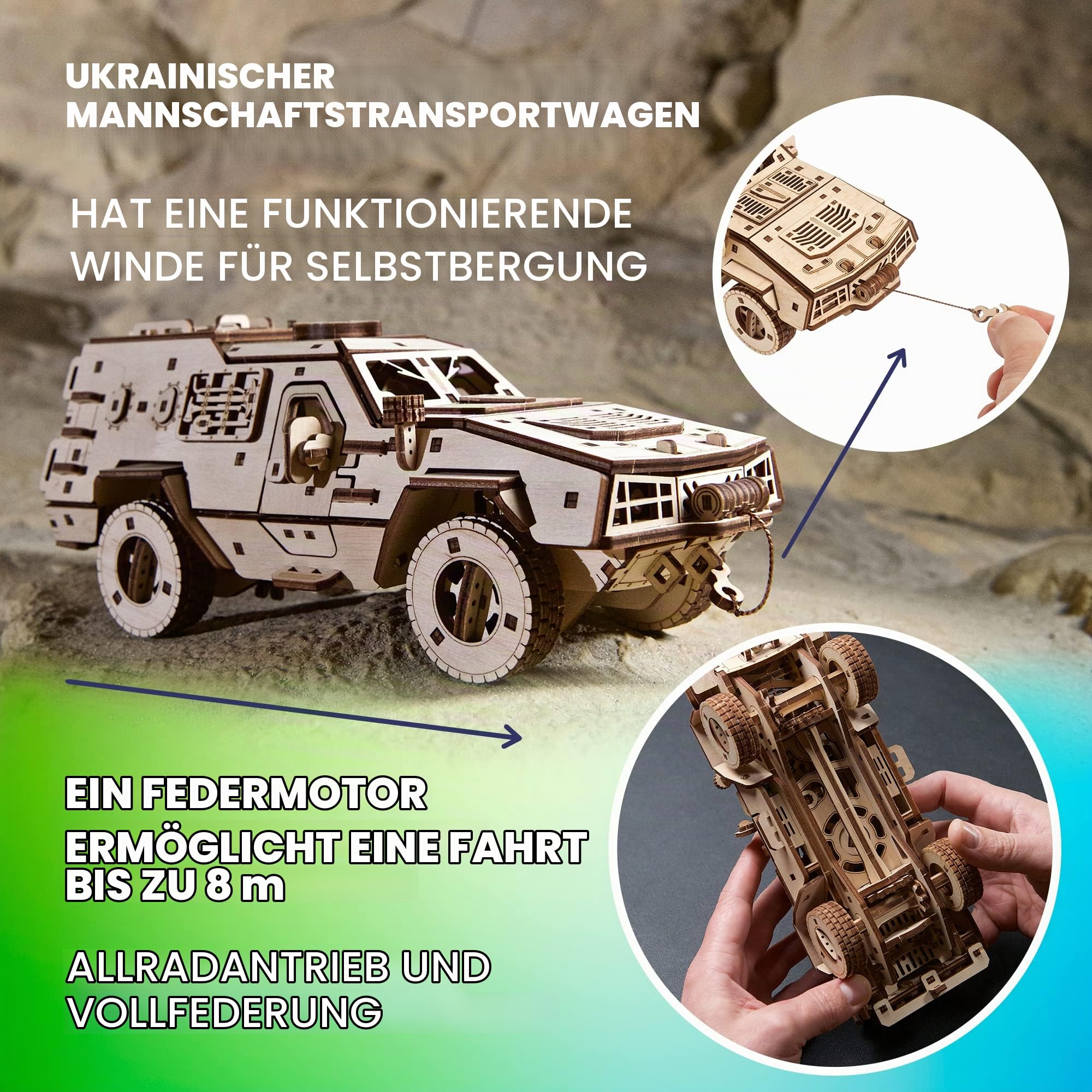 Ugears Dosor-b Kampffahrzeug 3D Holzpuzzle Für Erwachsene - 3D Puzzle Holz Auto Modellbausatz Erwachsene - Modellbau Holz Kampfwagen Bausatz - Magicholz Wagen Modelle Für Den Kreativen Bastelspaß