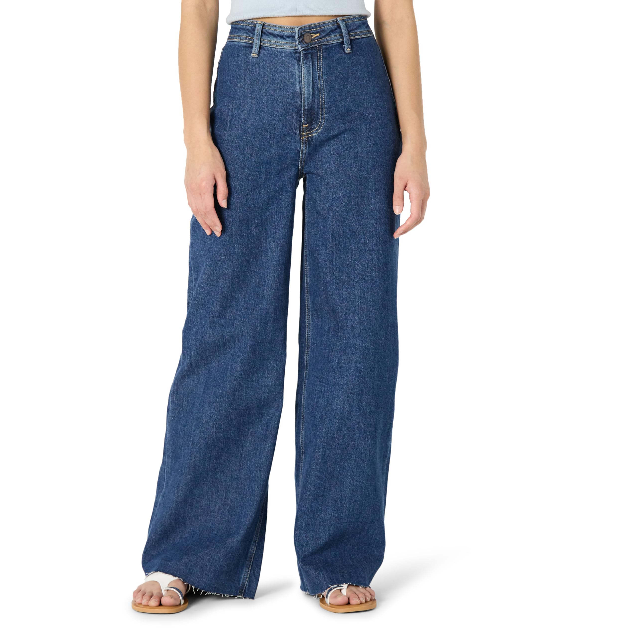 The Drop Kori Relaxed Wide Leg Jeans, Medium Wash, 4
