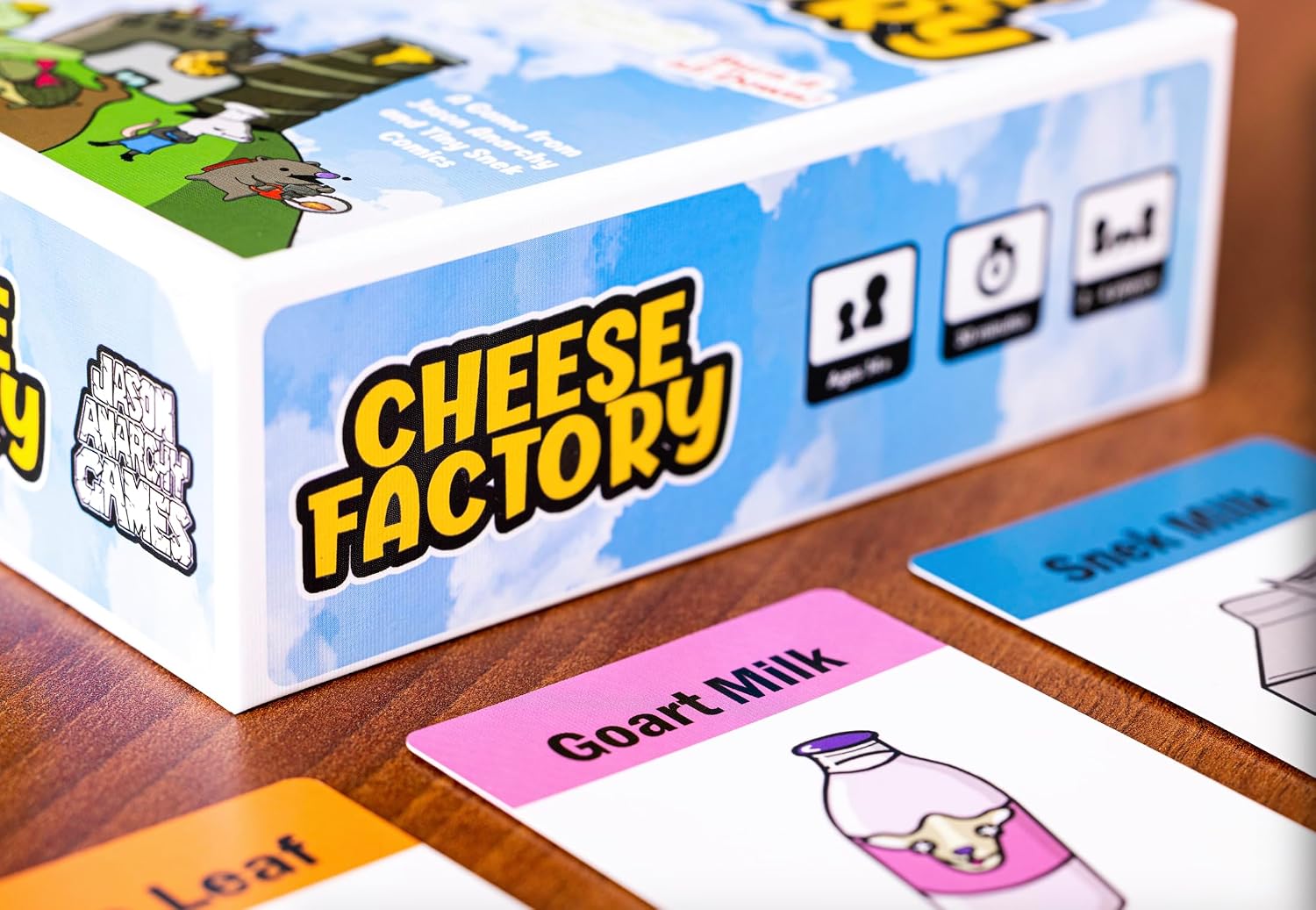 Cheese Factory Card Game | Tiny Snek Comics | 2 to 4 Players | Entry Level Engine Building Game | Silly, Casual Card Game