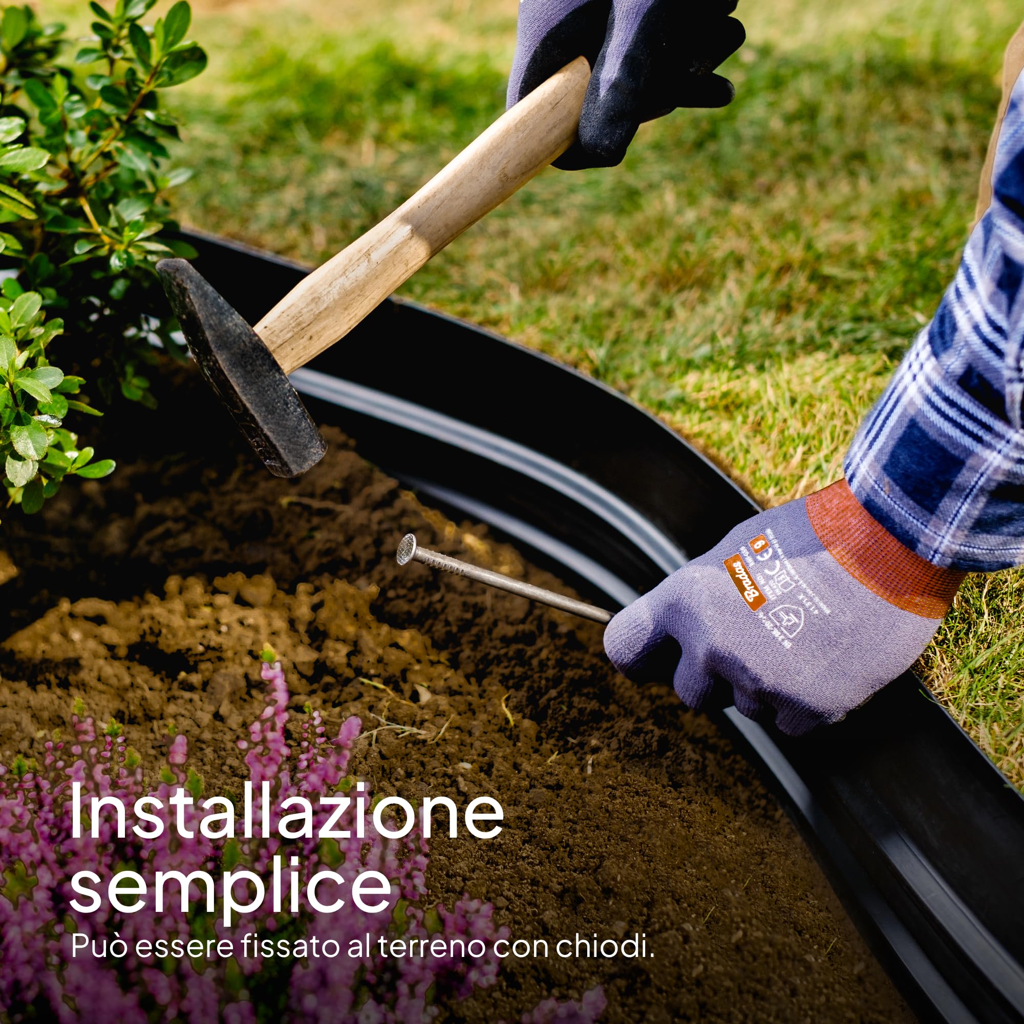 UNIGARDIA Bordura per Giardino 20 m, Altezza 20 cm - Bordo Flessibile in Plastica per Prato - Uso Semplice, Lunga Durata (almeno 30 anni), Massima Flessibilità - Bordatura per Aiuola
