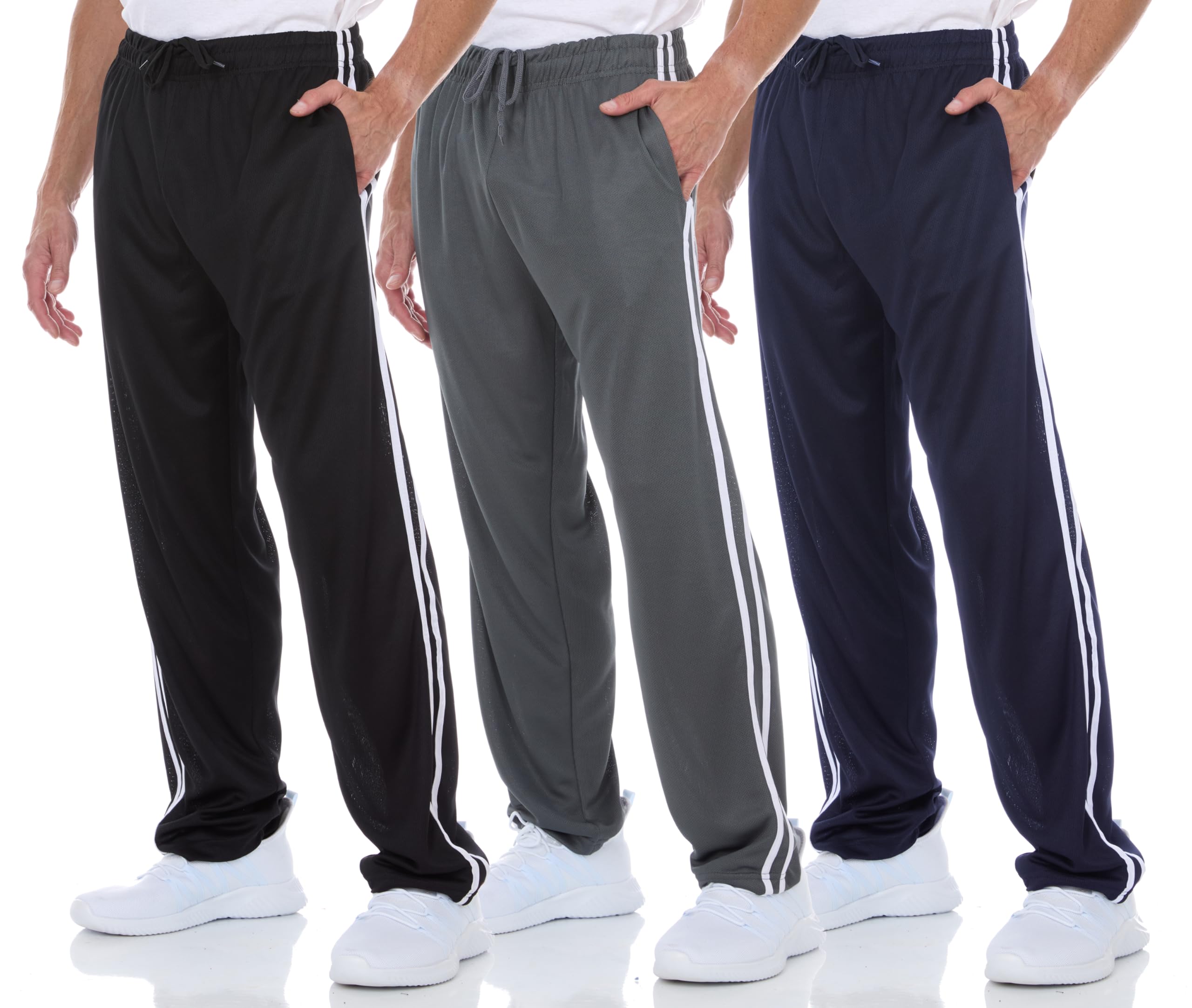 DARESAY 3 Pack: Mens Athletic Pants with Pockets, Mens Sweatpants, Men's Lightweight & Breathable Joggers (Up to 3XL)