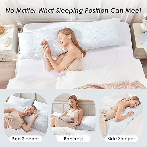 Miniatura 6 de COLDHUNTER Almohada corporal para adultos, almohada larga para cama, almohada de cuerpo completo para dormir de lado, almohadas de embarazo suaves